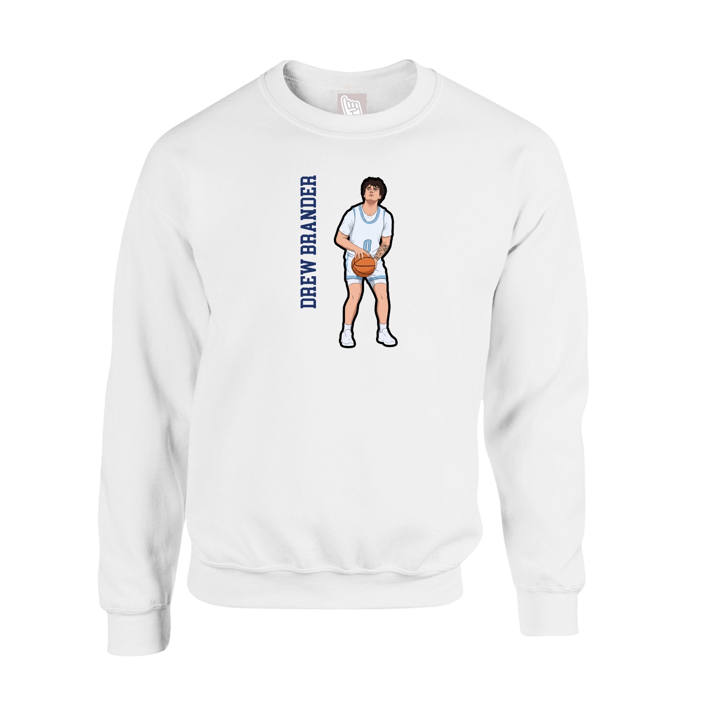 Fleece Crew — Name Vertical in White