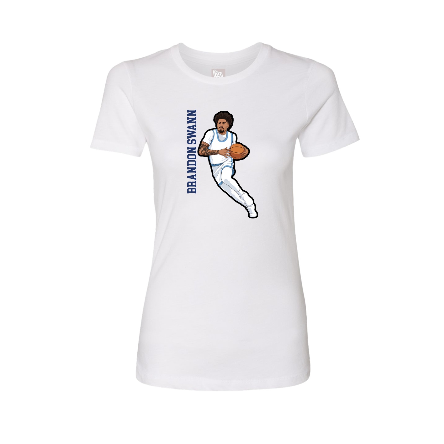 Womens Tee — Name Vertical in White
