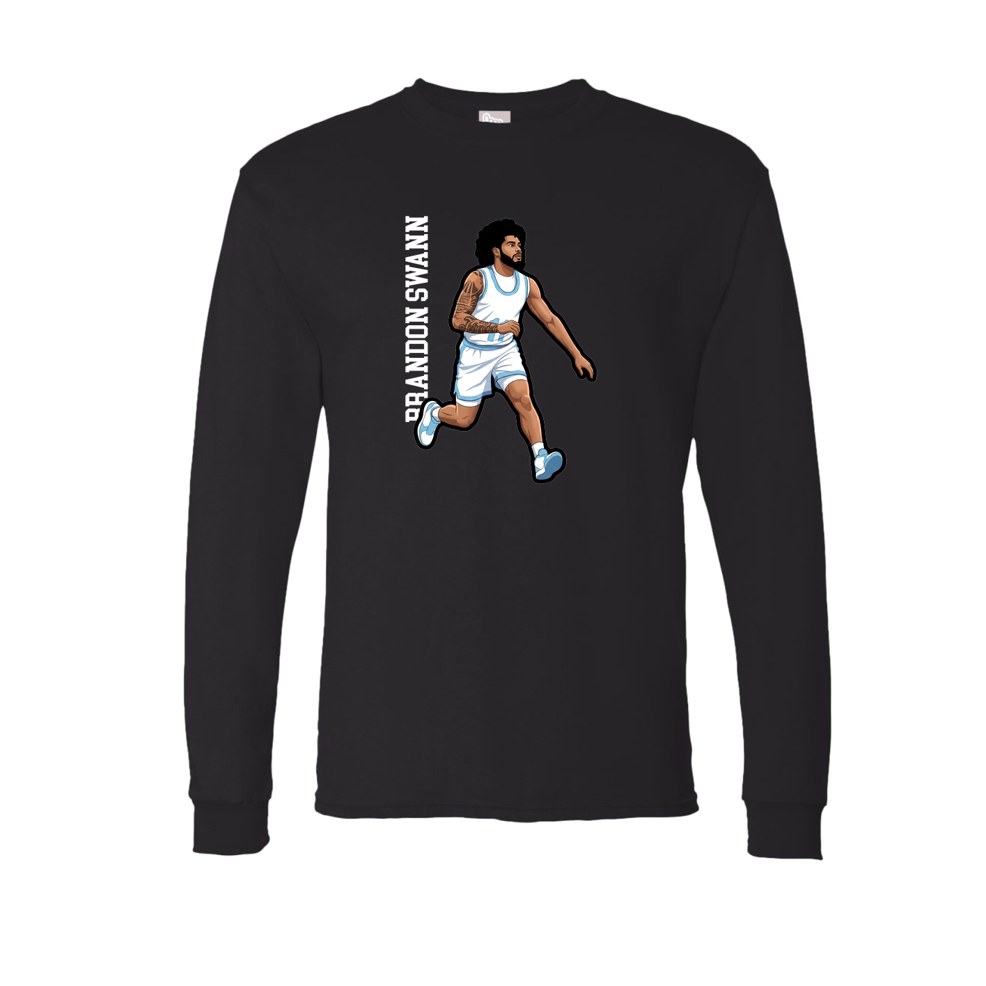 Long Sleeve Tee — Name Vertical in Black