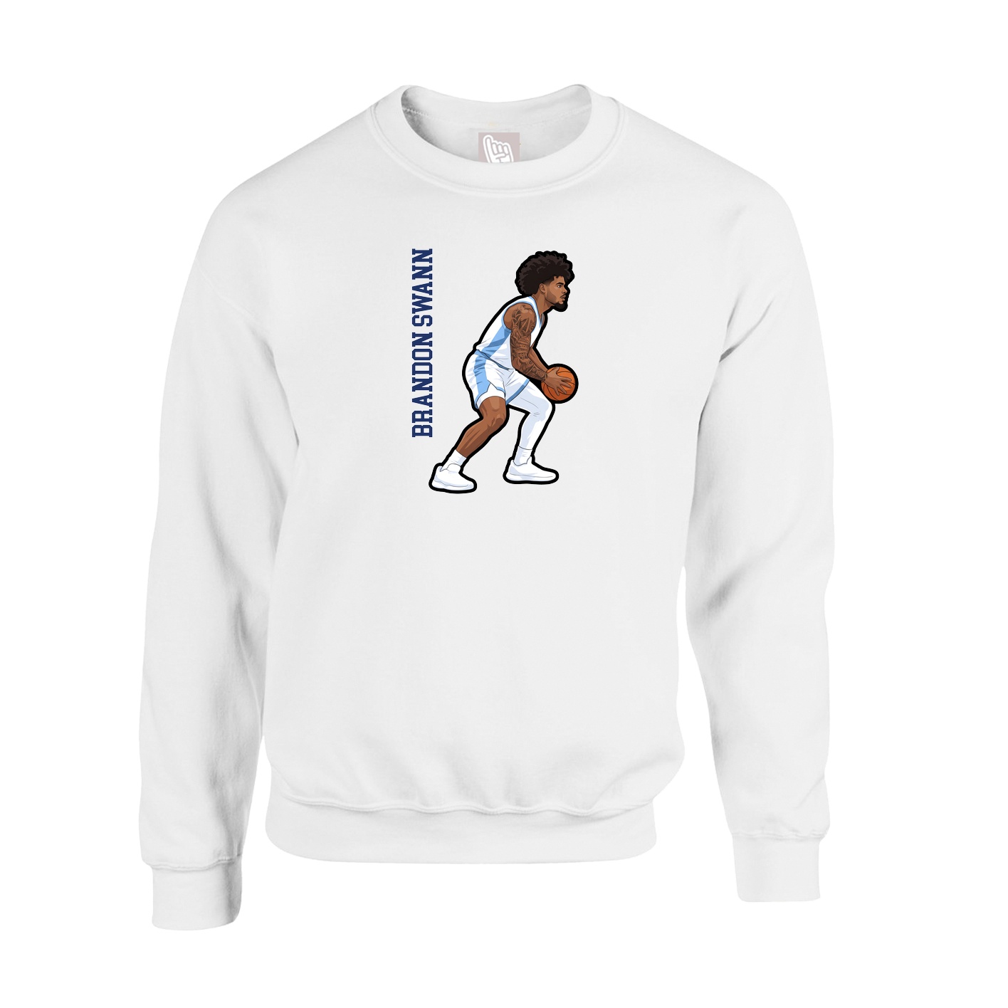 Fleece Crew — Name Vertical in White