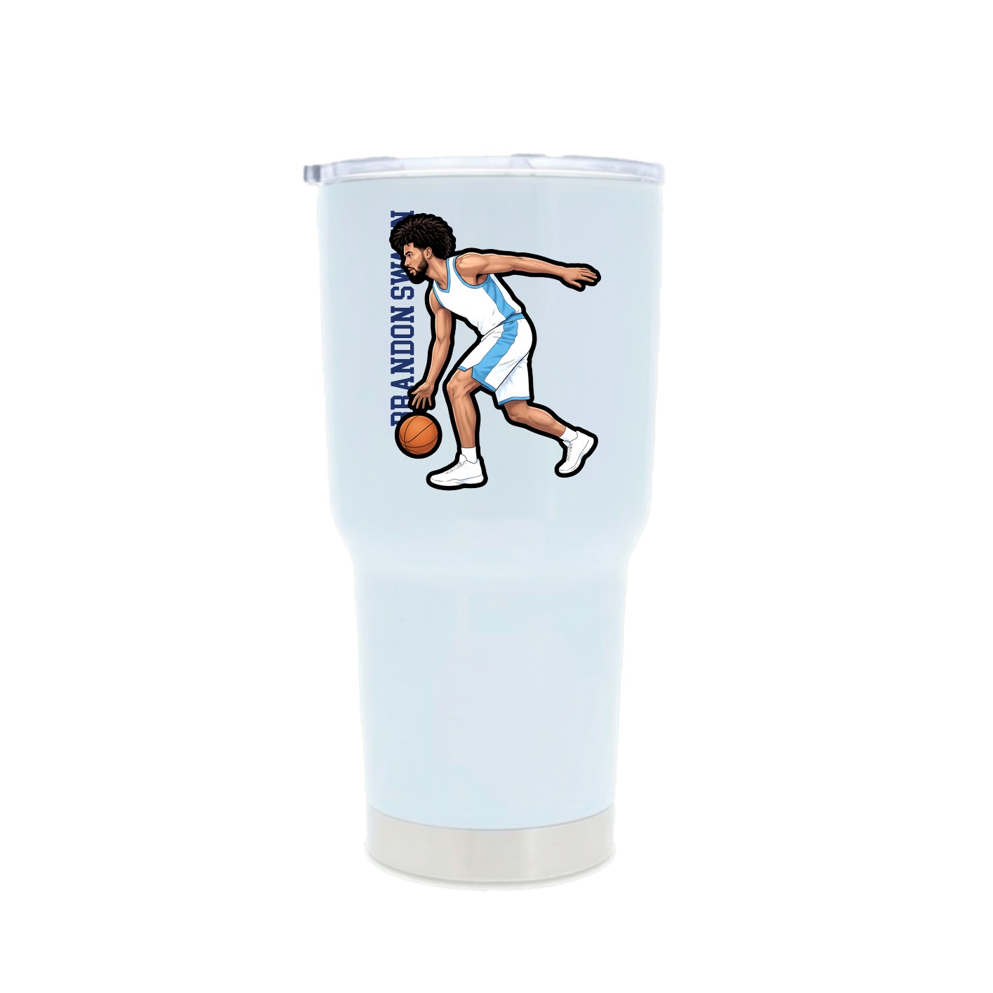 30oz Stainless Steel Tumbler — Name Vertical in White