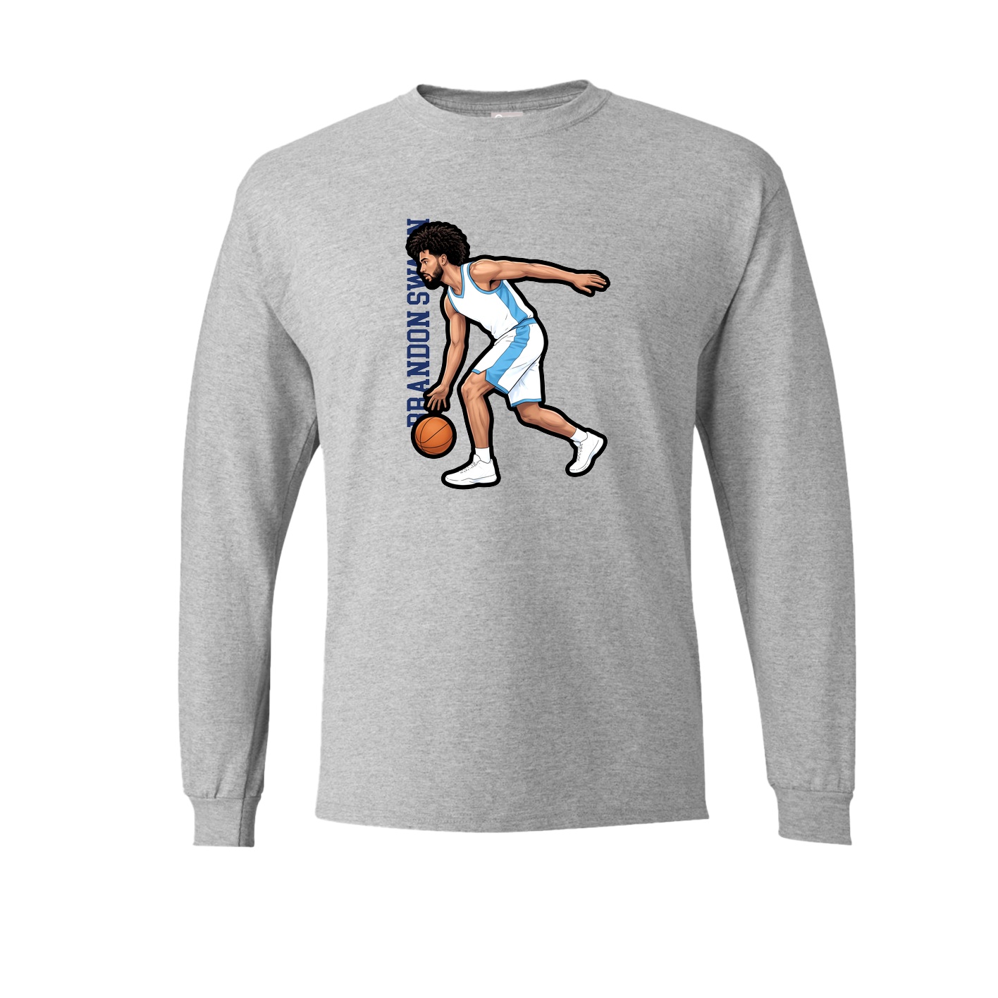 Long Sleeve Tee — Name Vertical in Grey