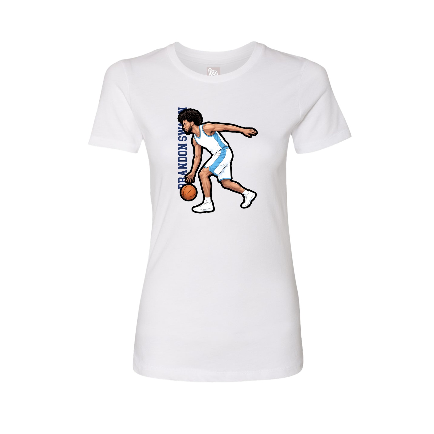 Womens Tee — Name Vertical in White