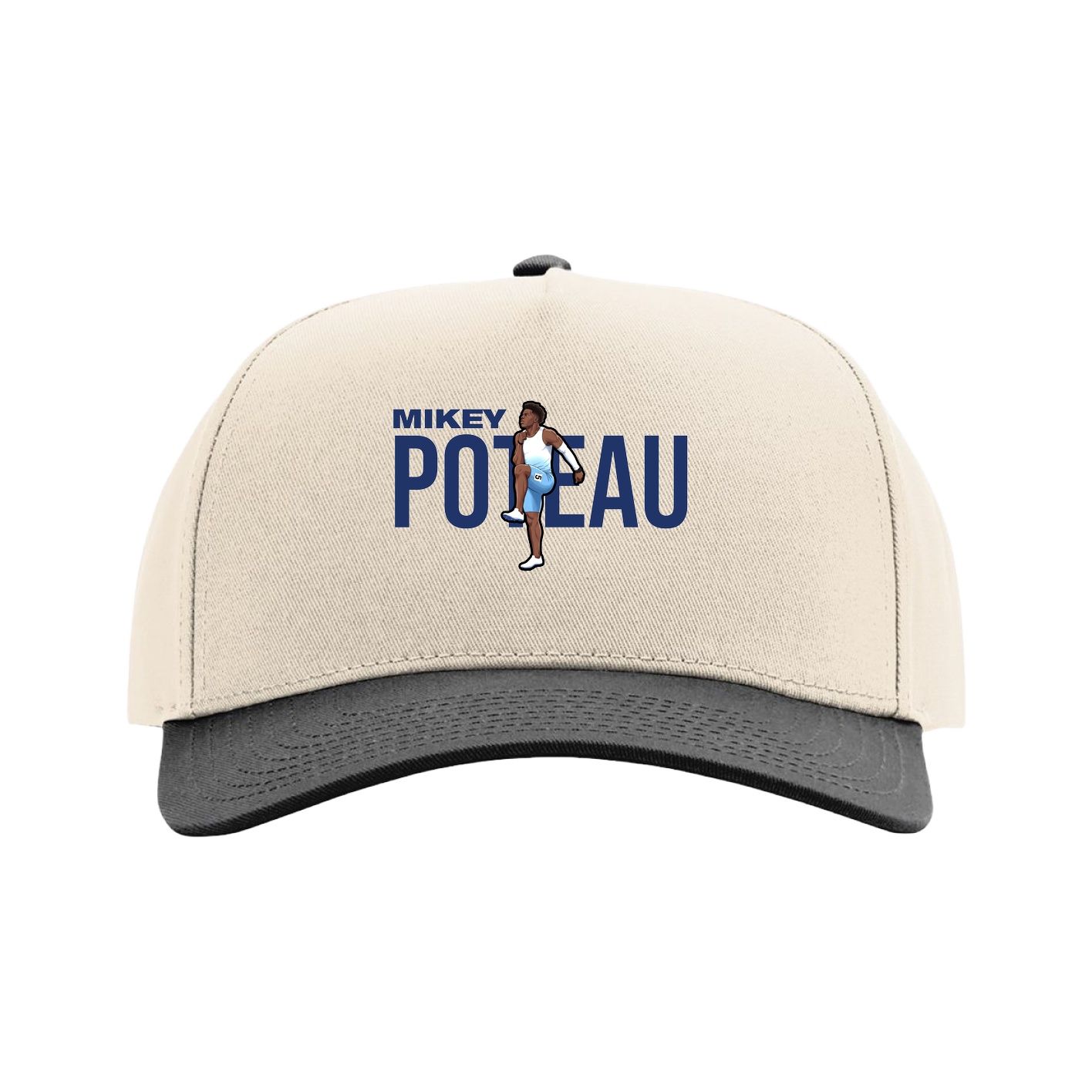 Full Fabric Five-Panel Champ Cap — Player Name in Cream/Black