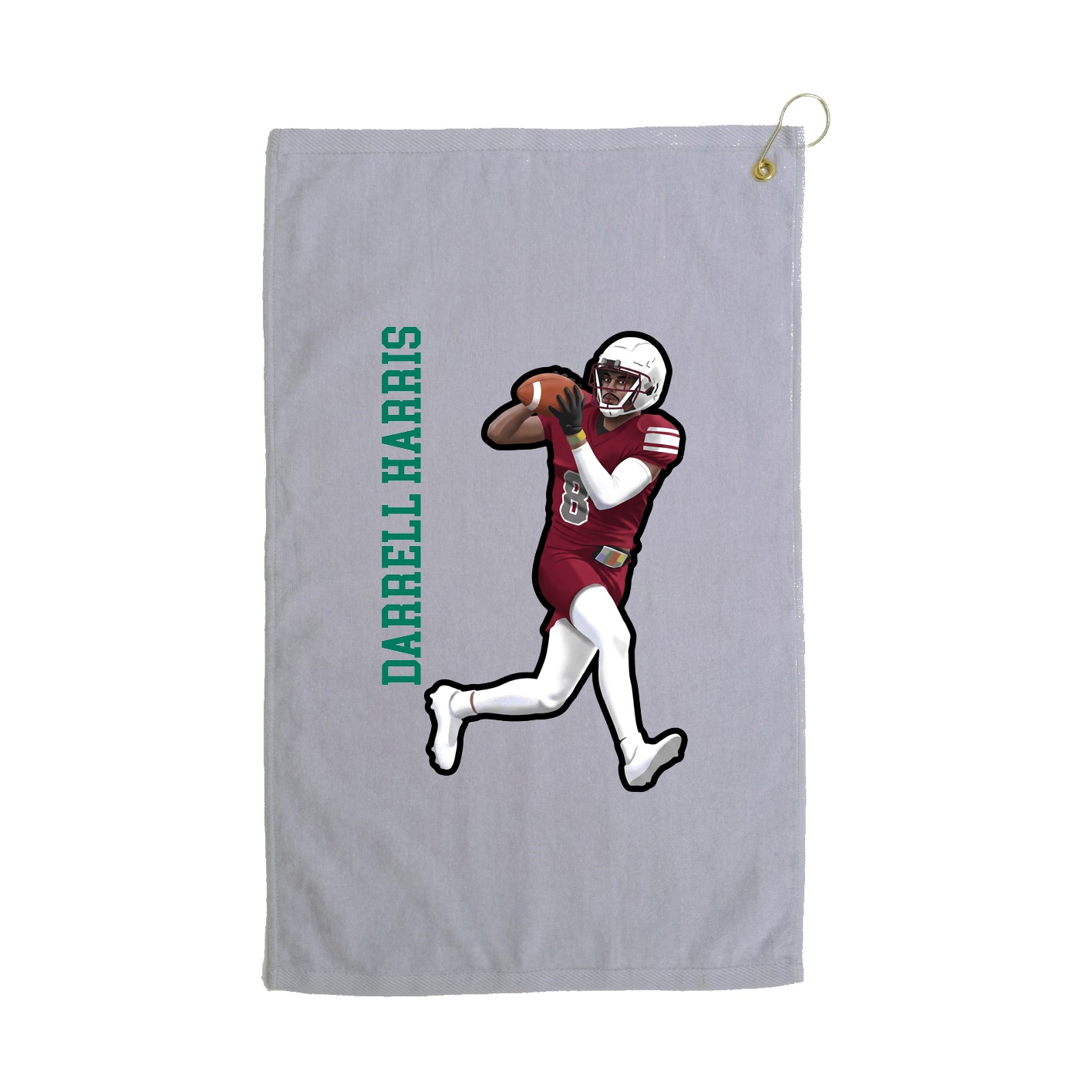 Golf Towel — Name Vertical in Grey