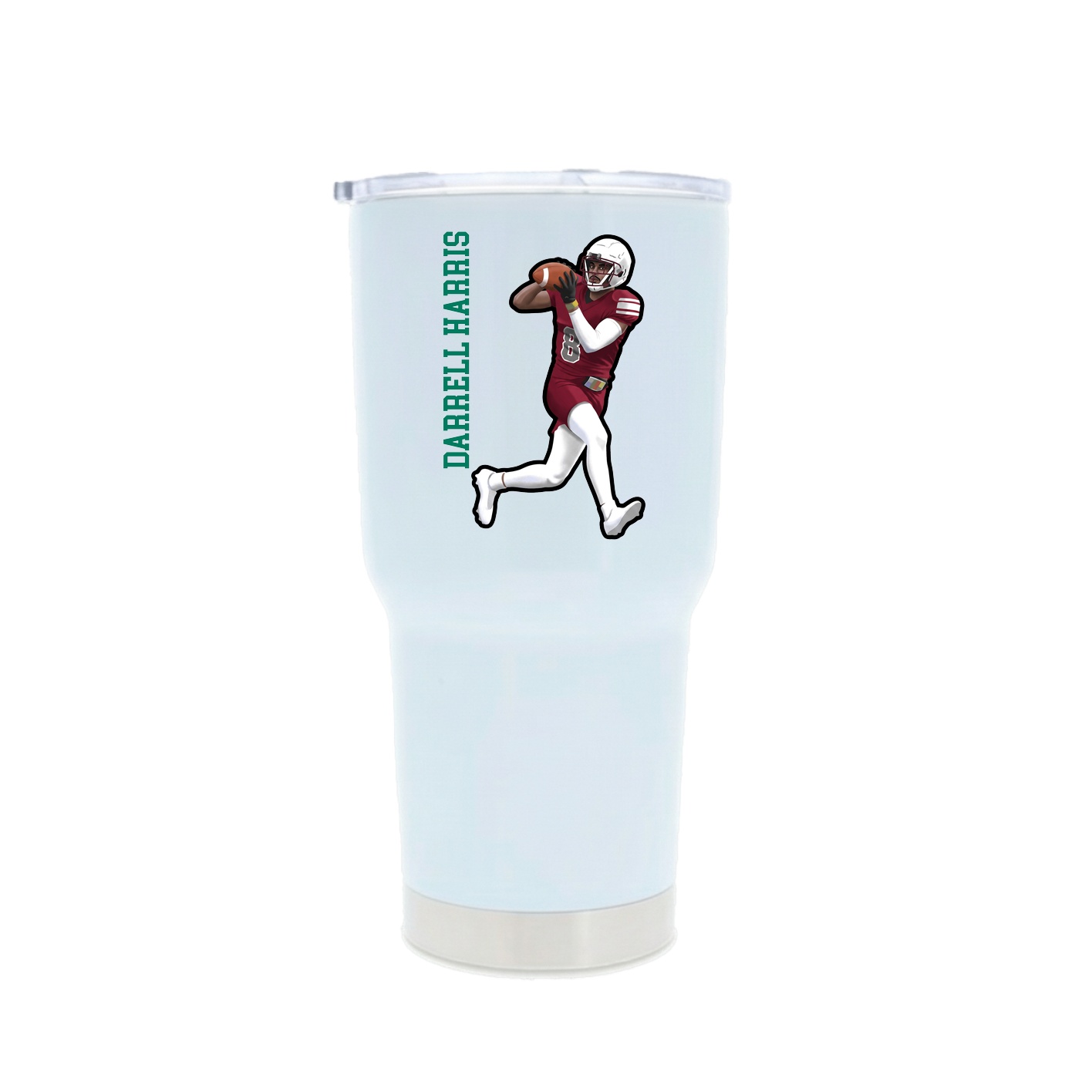 30oz Stainless Steel Tumbler — Name Vertical in White