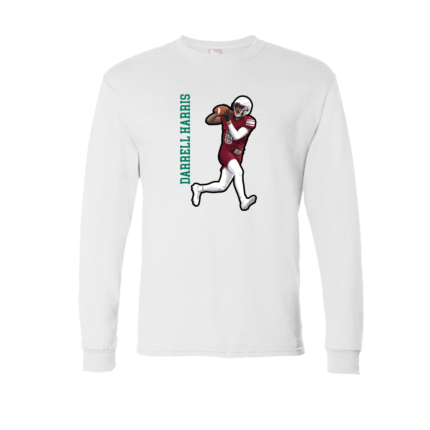 Long Sleeve Tee — Name Vertical in White
