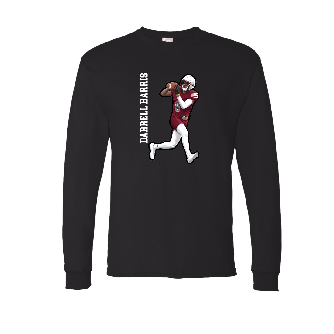 Long Sleeve Tee — Name Vertical in Black