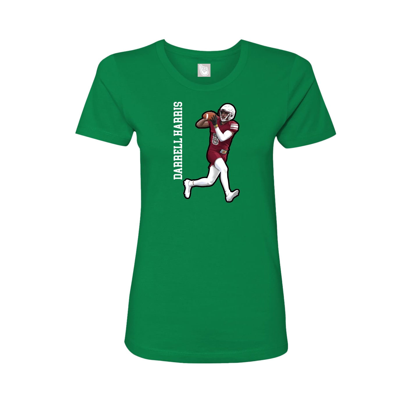 Fitted Women's Tee — Name Vertical in Green