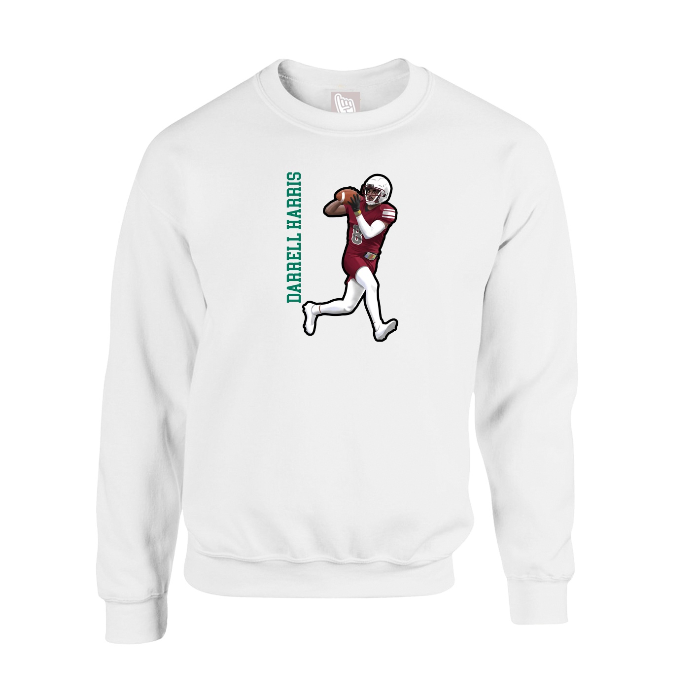 Fleece Crew — Name Vertical in White