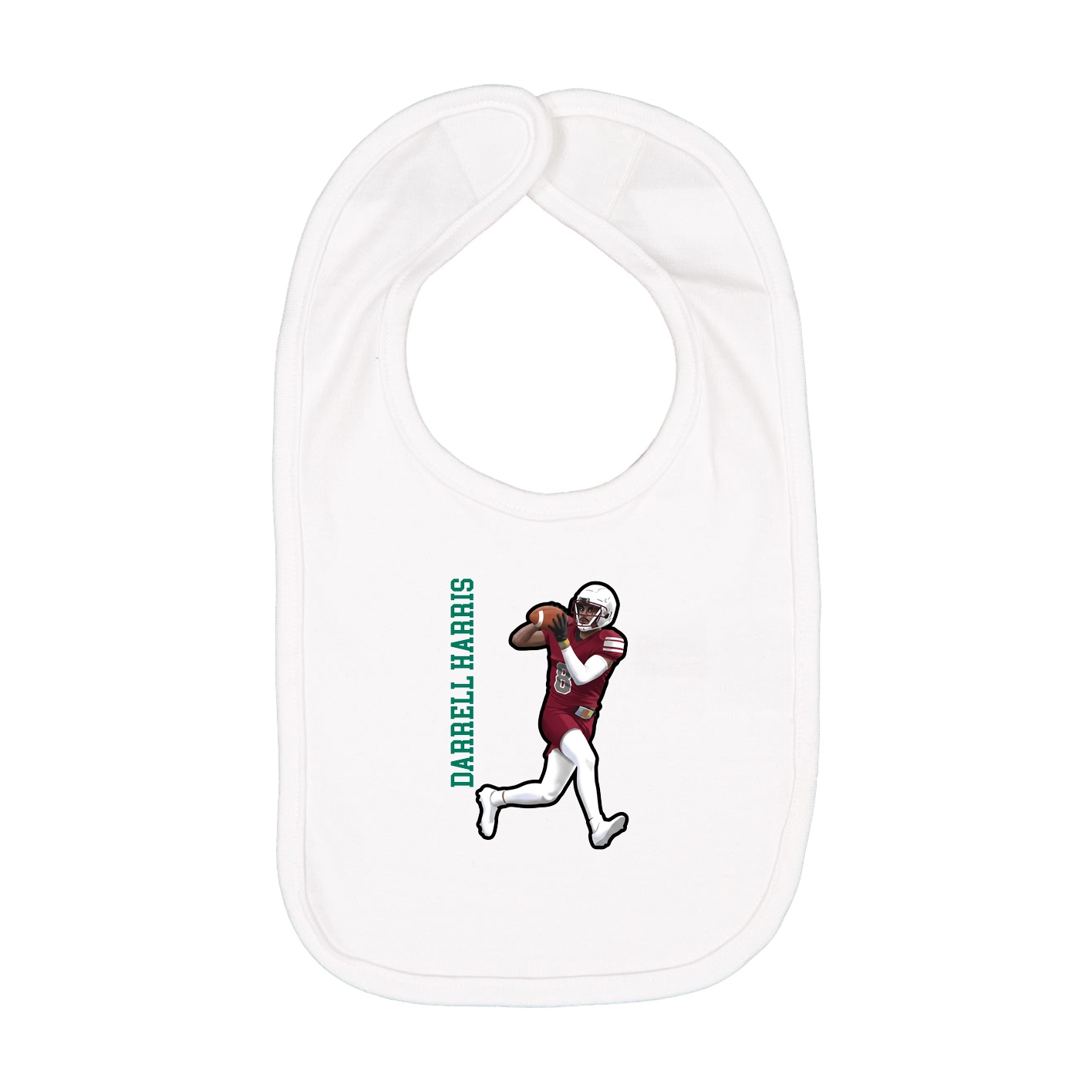 Infant Bib — Name Vertical in White