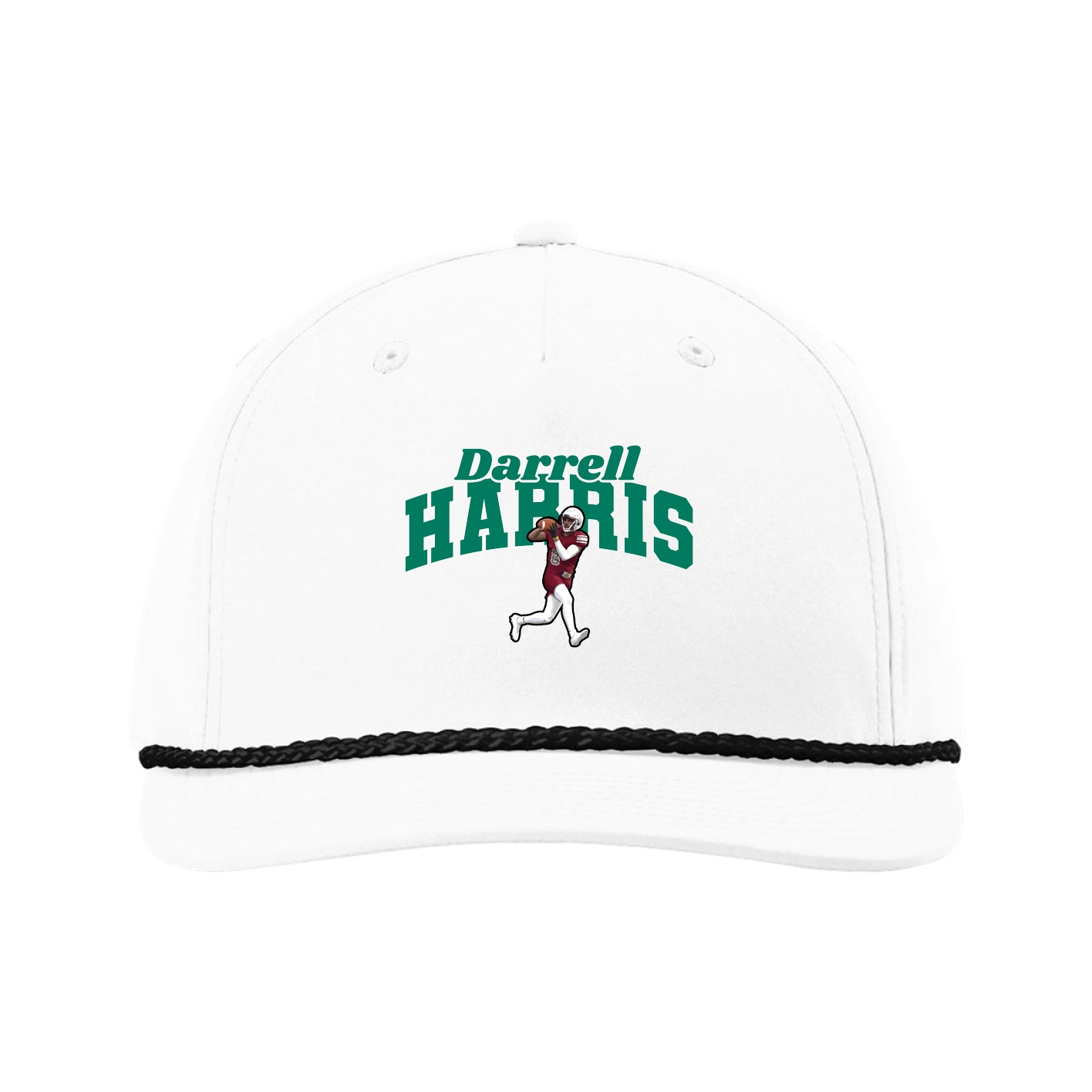 Five-Panel Classic Rope Cap — Signature Arch in White