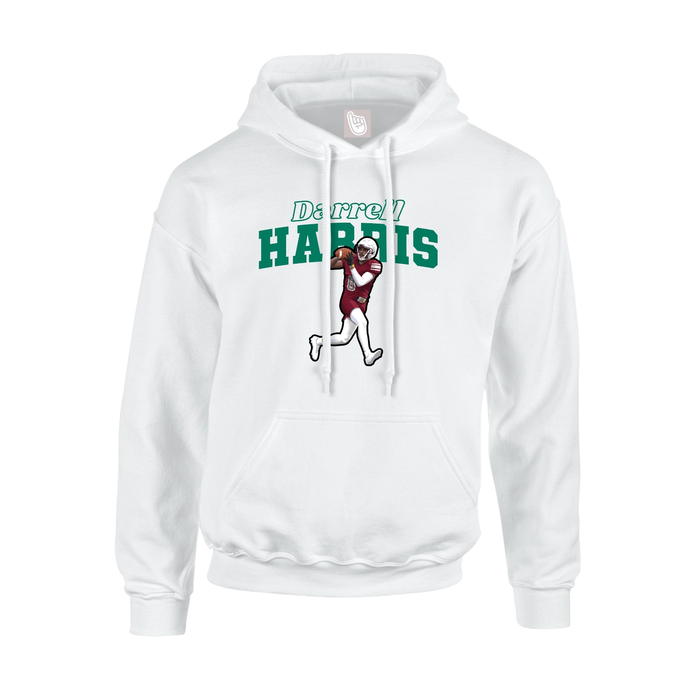 Youth Hoodie — Name Arch in White