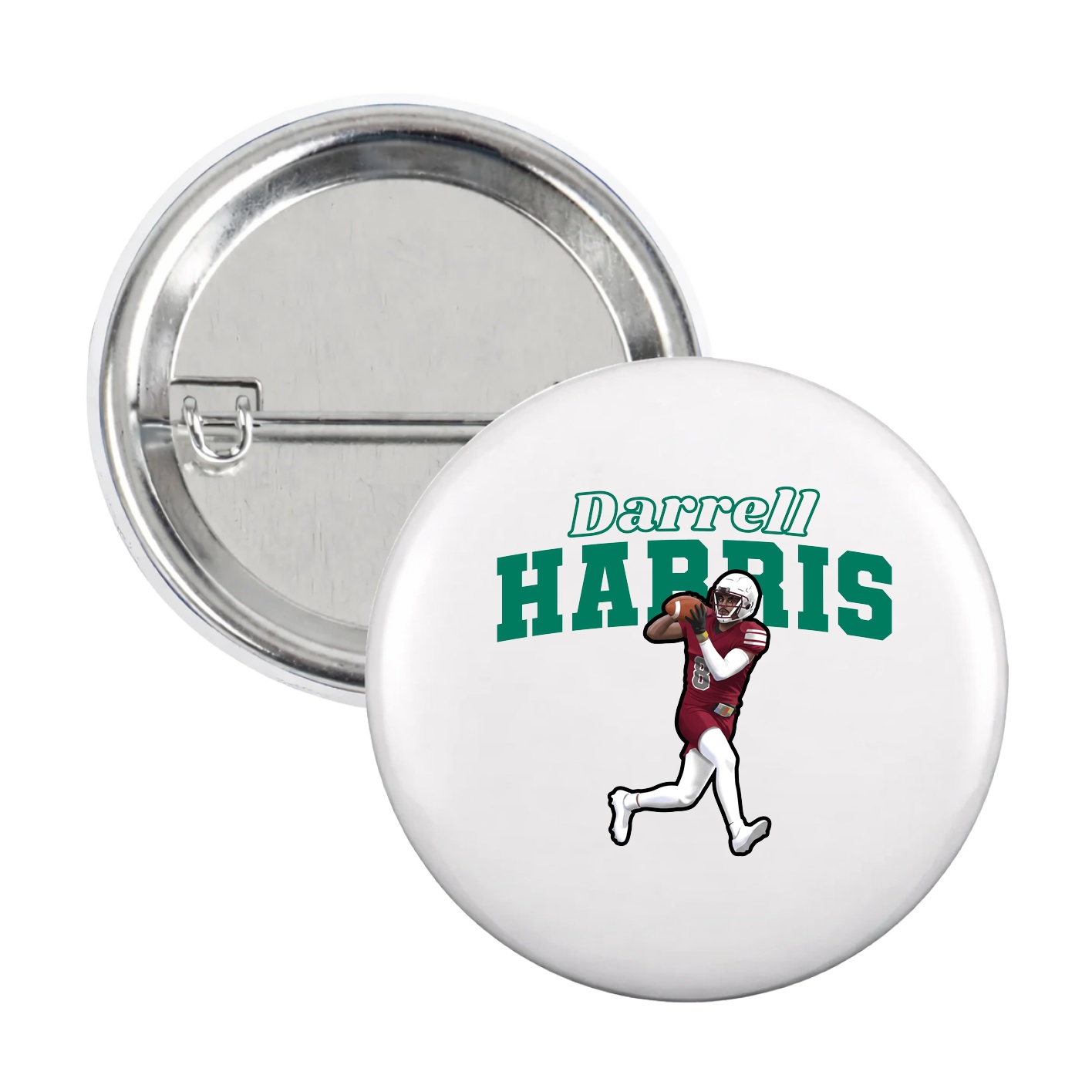 Game Day Button — Name Arch in White