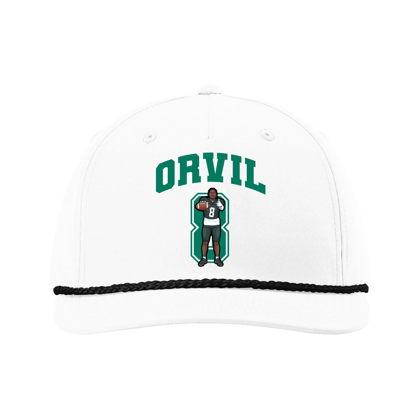 Five-Panel Classic Rope Cap — Number in White