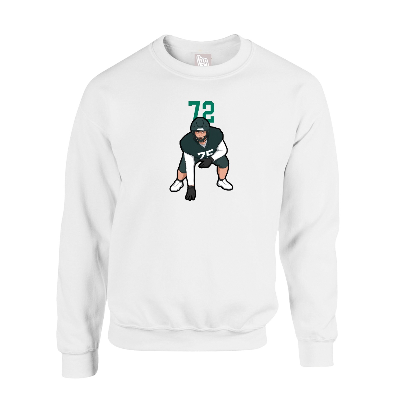 Fleece Crew — Number Top in White