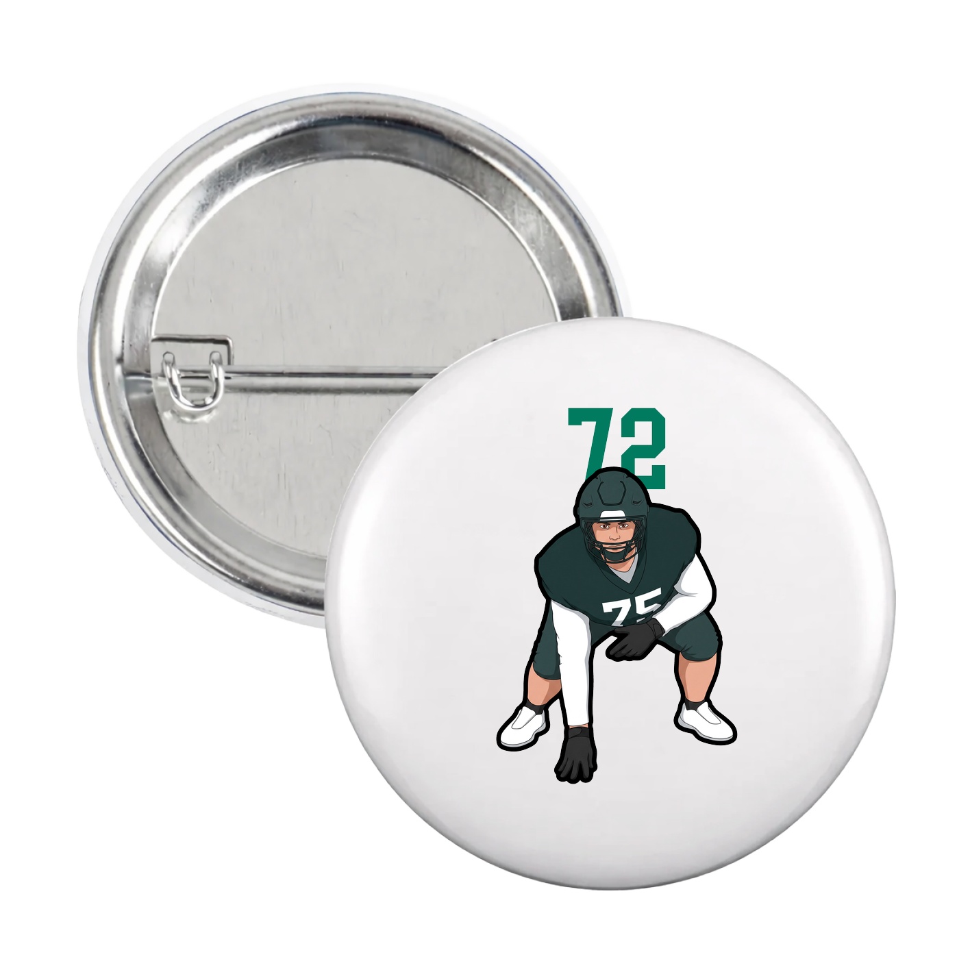 Game Day Button — Number Top in White