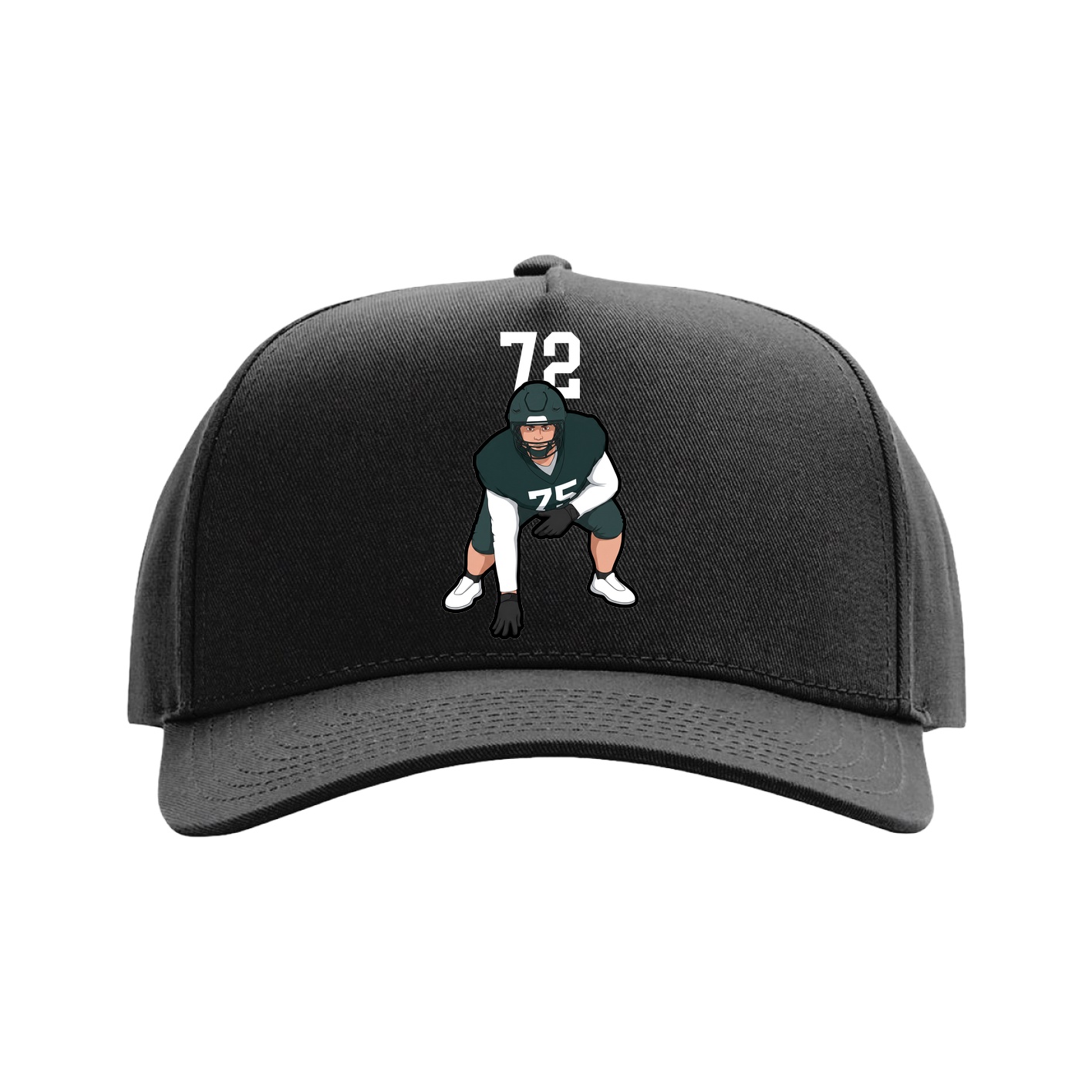 Full Fabric Five-Panel Champ Cap — Number Top in Black