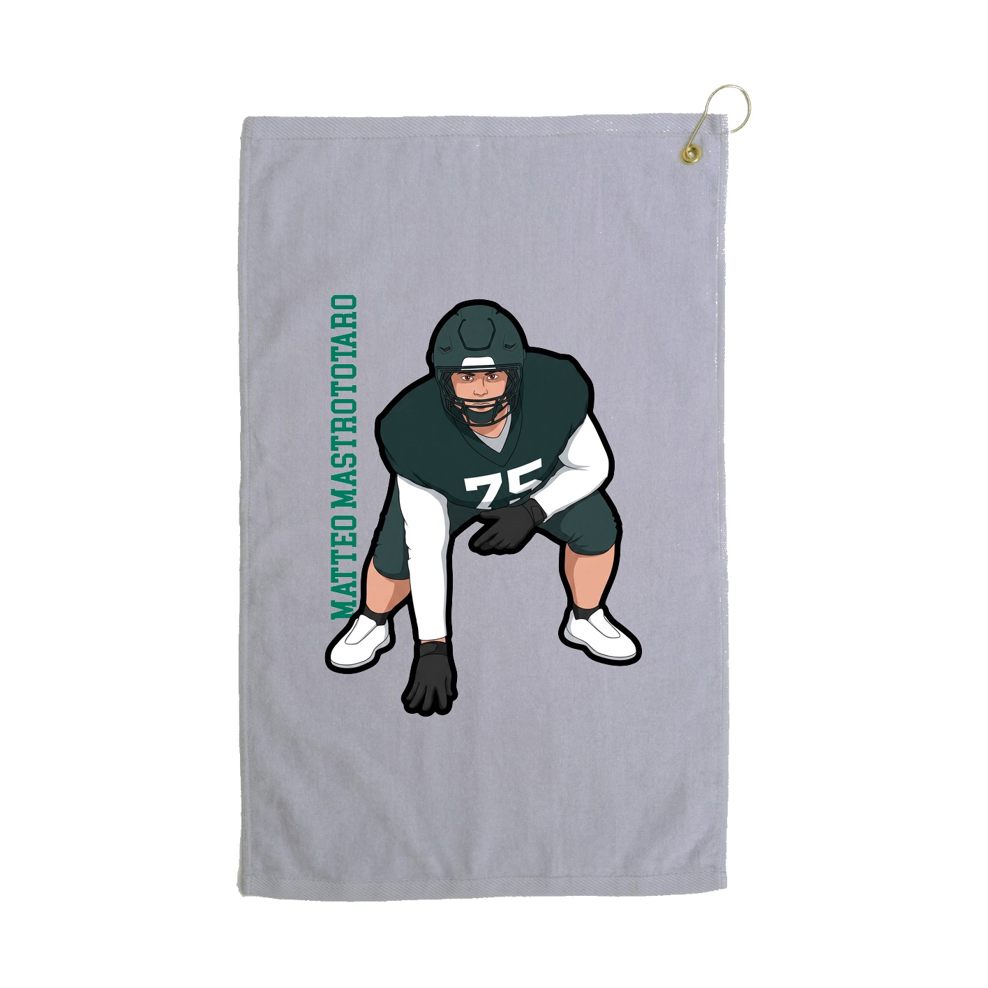 Golf Towel — Name Vertical in Grey