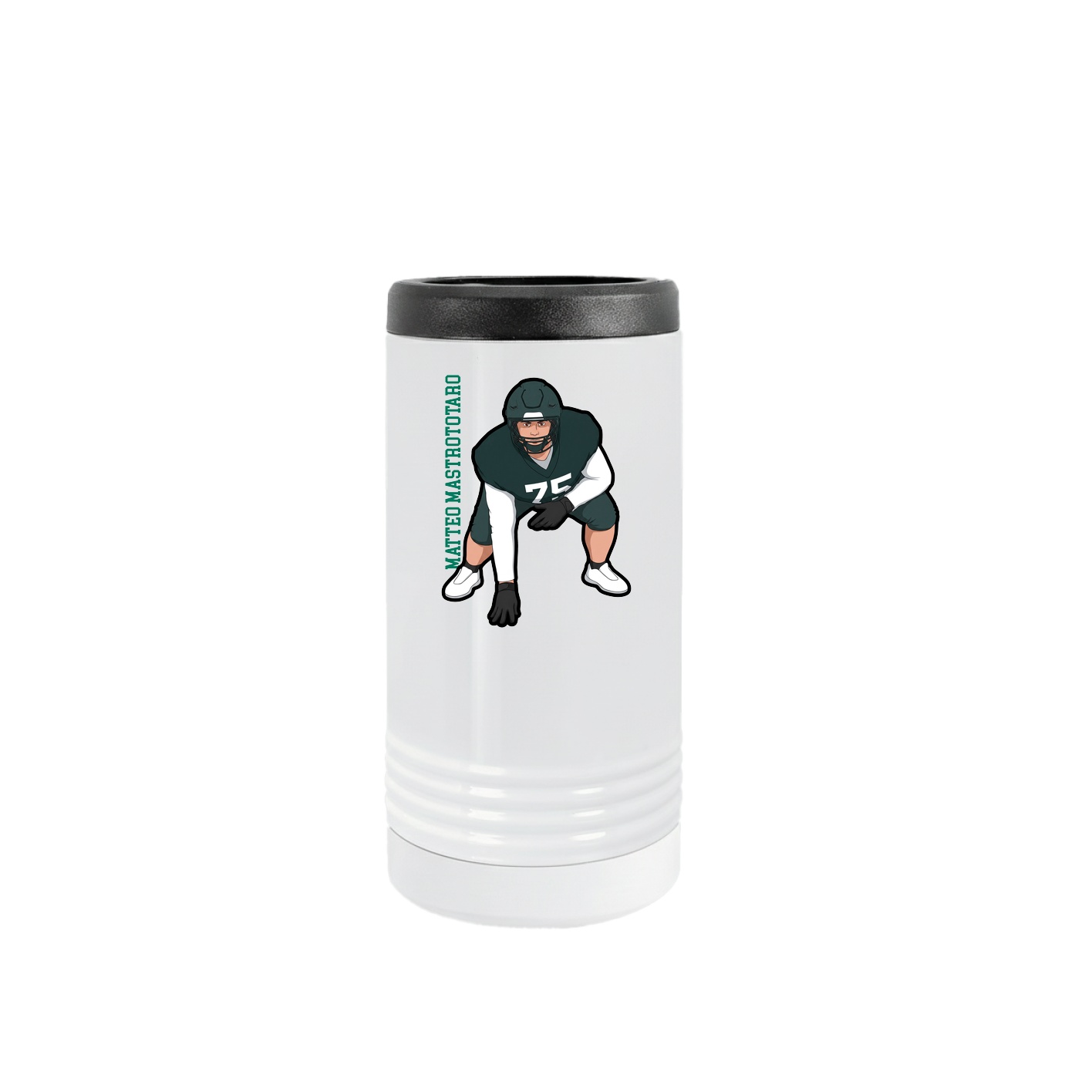 Slim Beverage Holder — Name Vertical in White