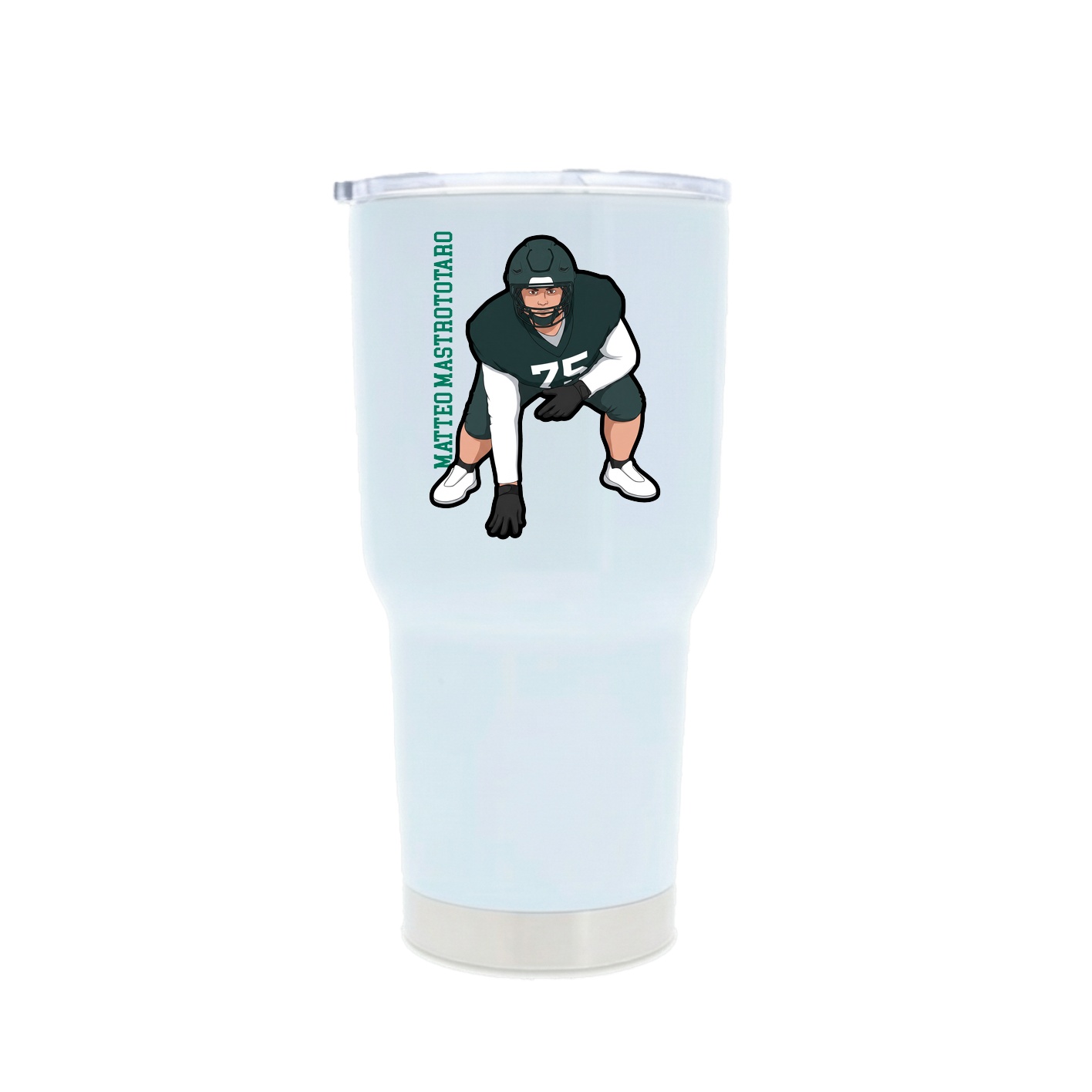30oz Stainless Steel Tumbler — Name Vertical in White