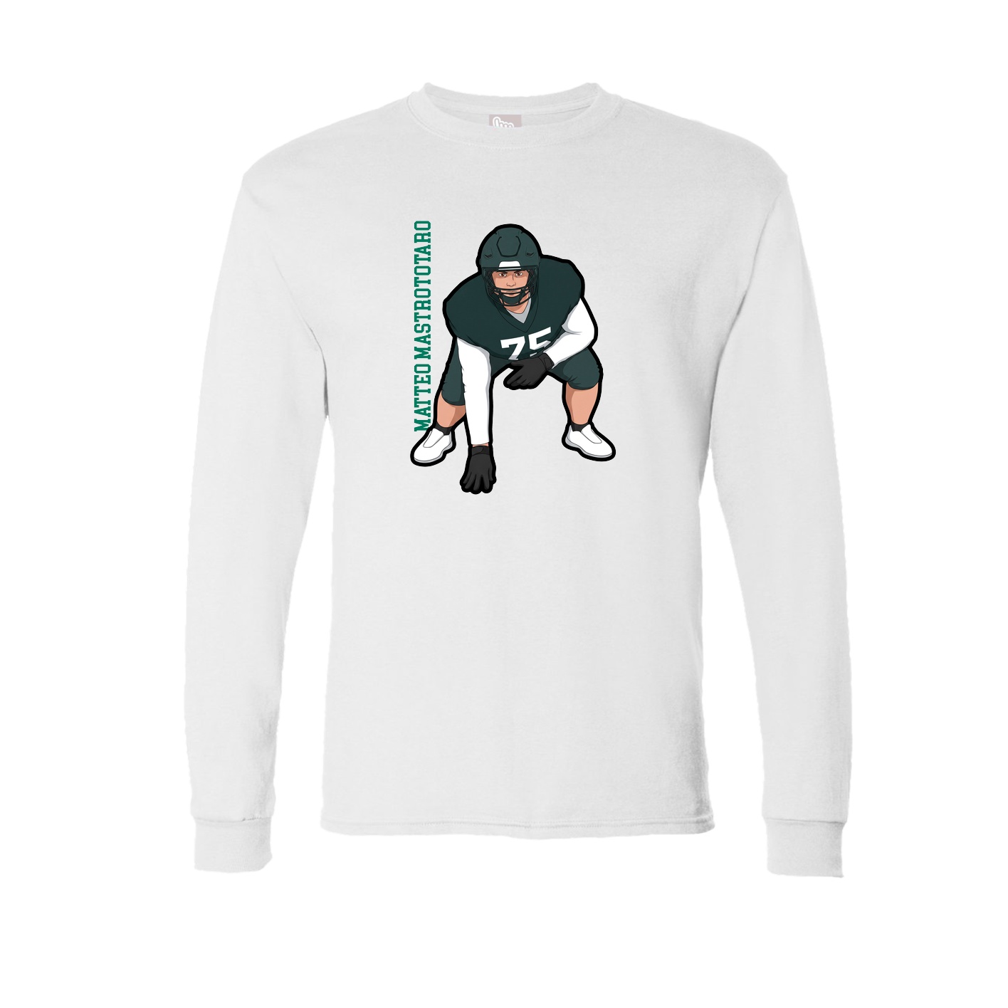 Long Sleeve Tee — Name Vertical in White