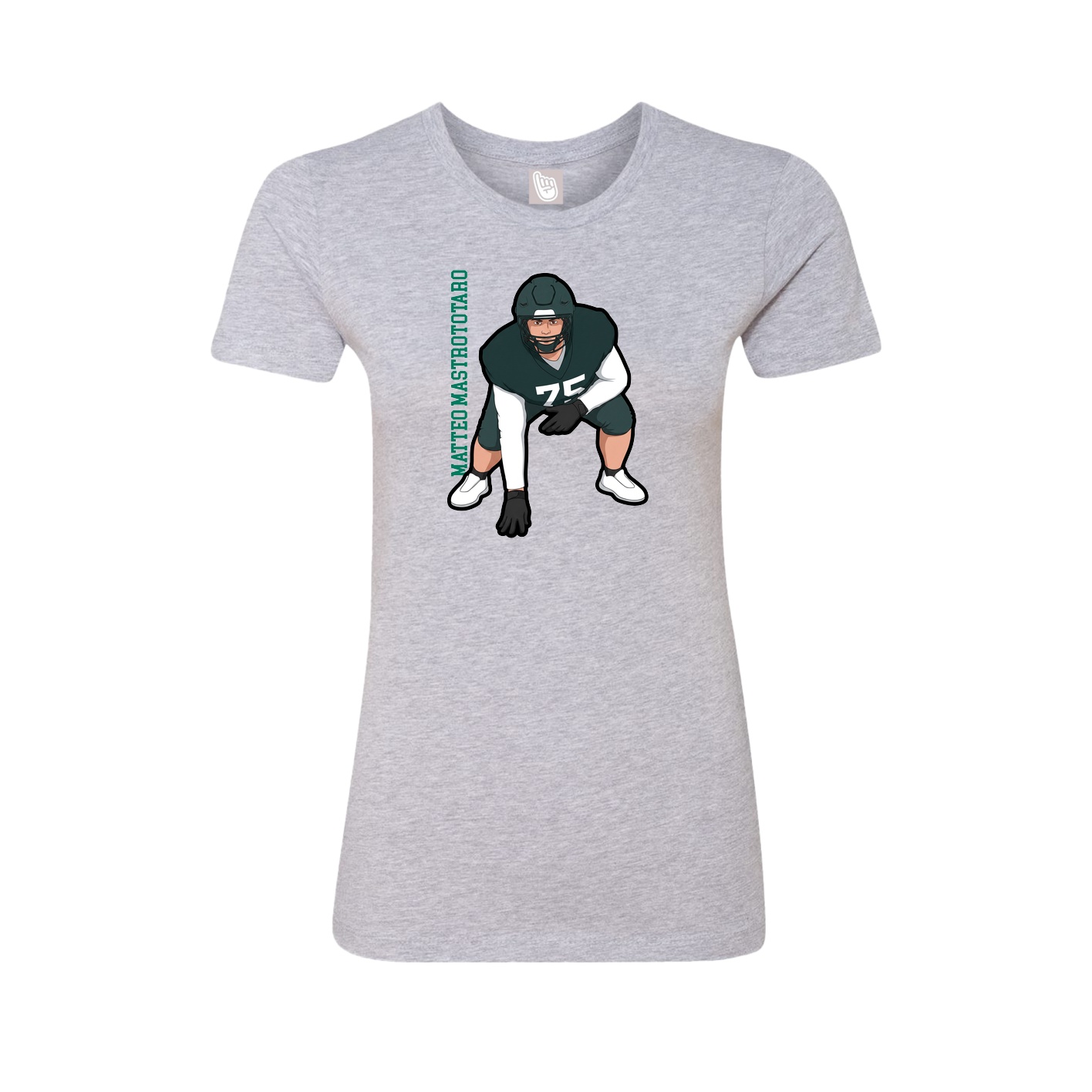 Fitted Women's Tee — Name Vertical in Grey