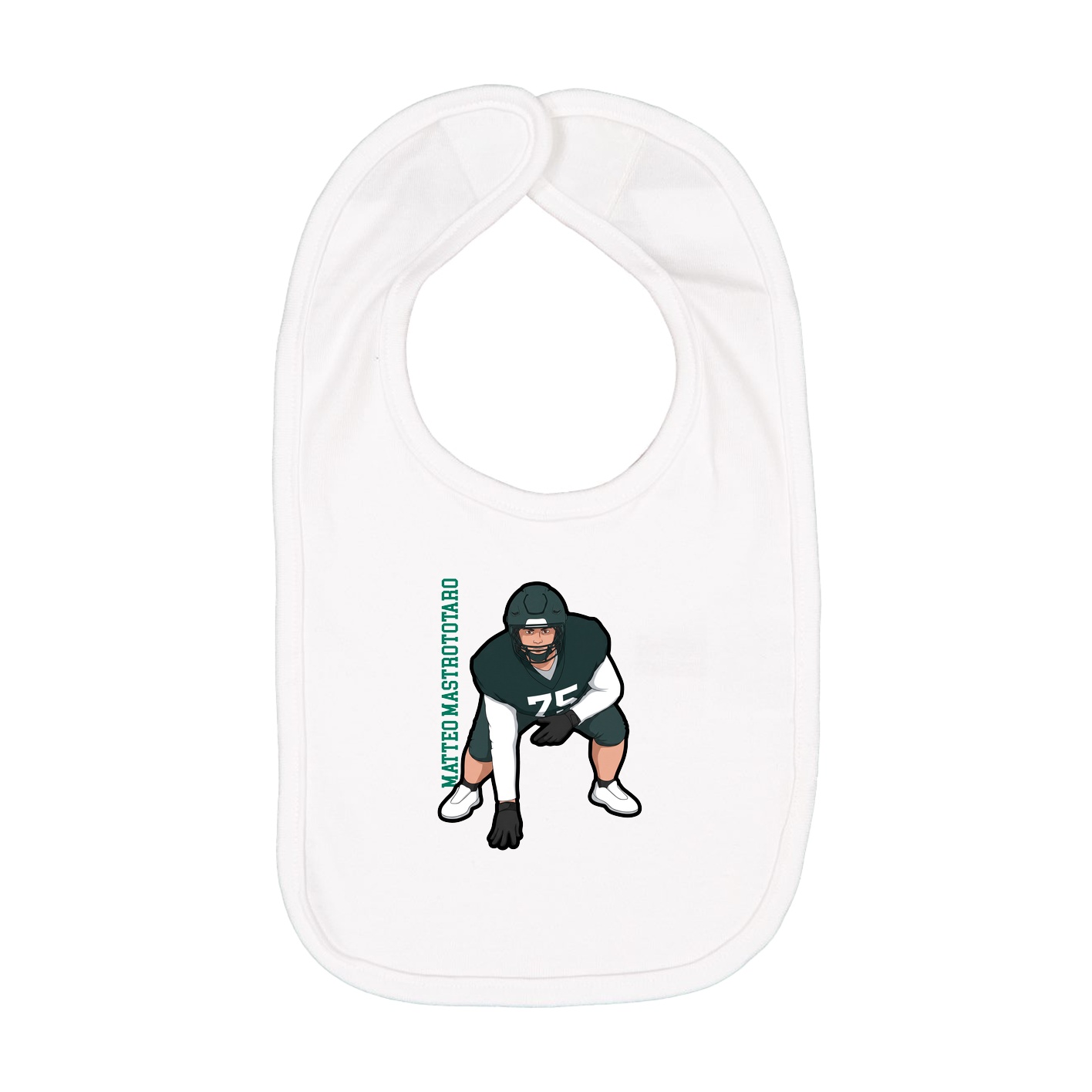 Infant Bib — Name Vertical in White