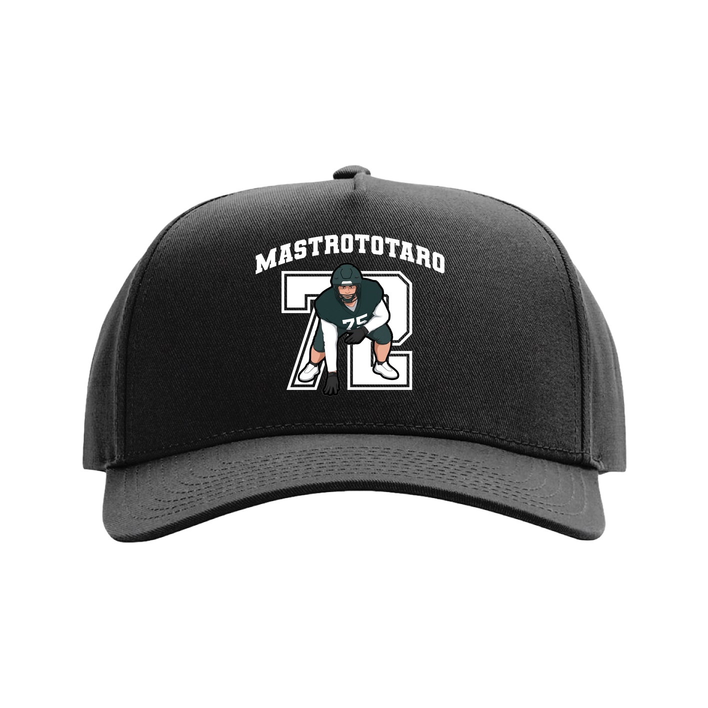 Full Fabric Five-Panel Champ Cap — Number in Black