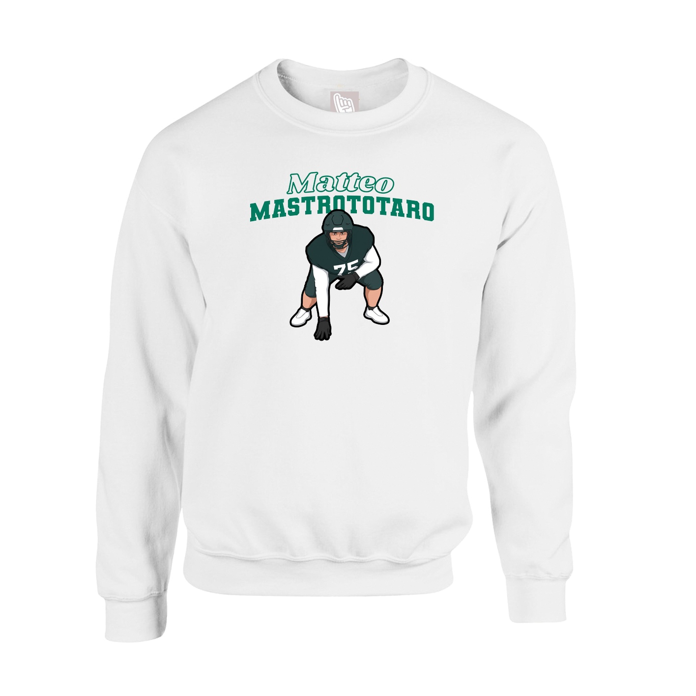 Fleece Crew — Name Arch in White