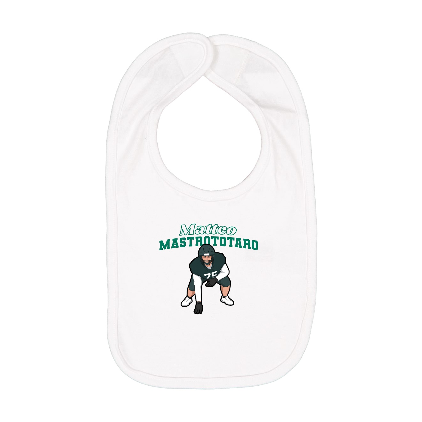Infant Bib — Name Arch in White
