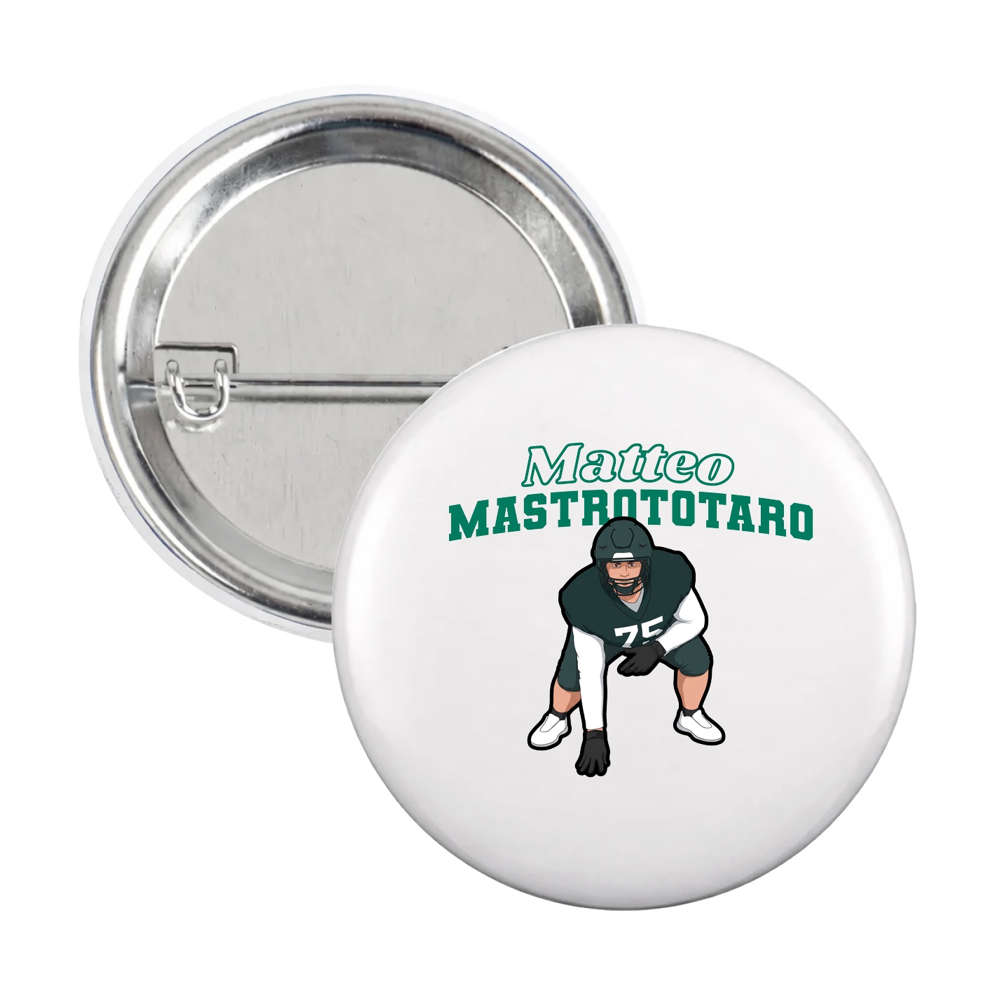 Game Day Button — Name Arch in White