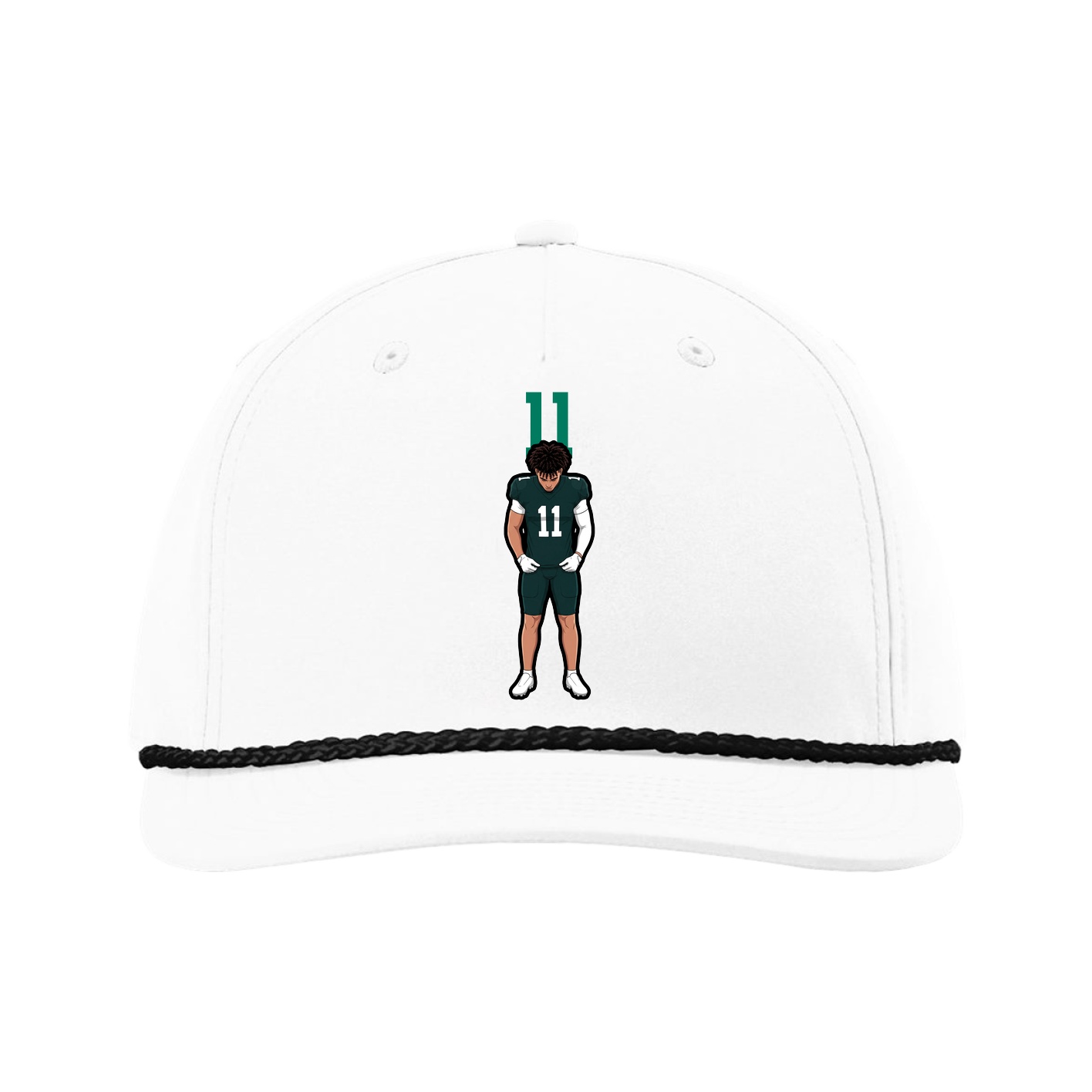 Five-Panel Classic Rope Cap — Number Top in White