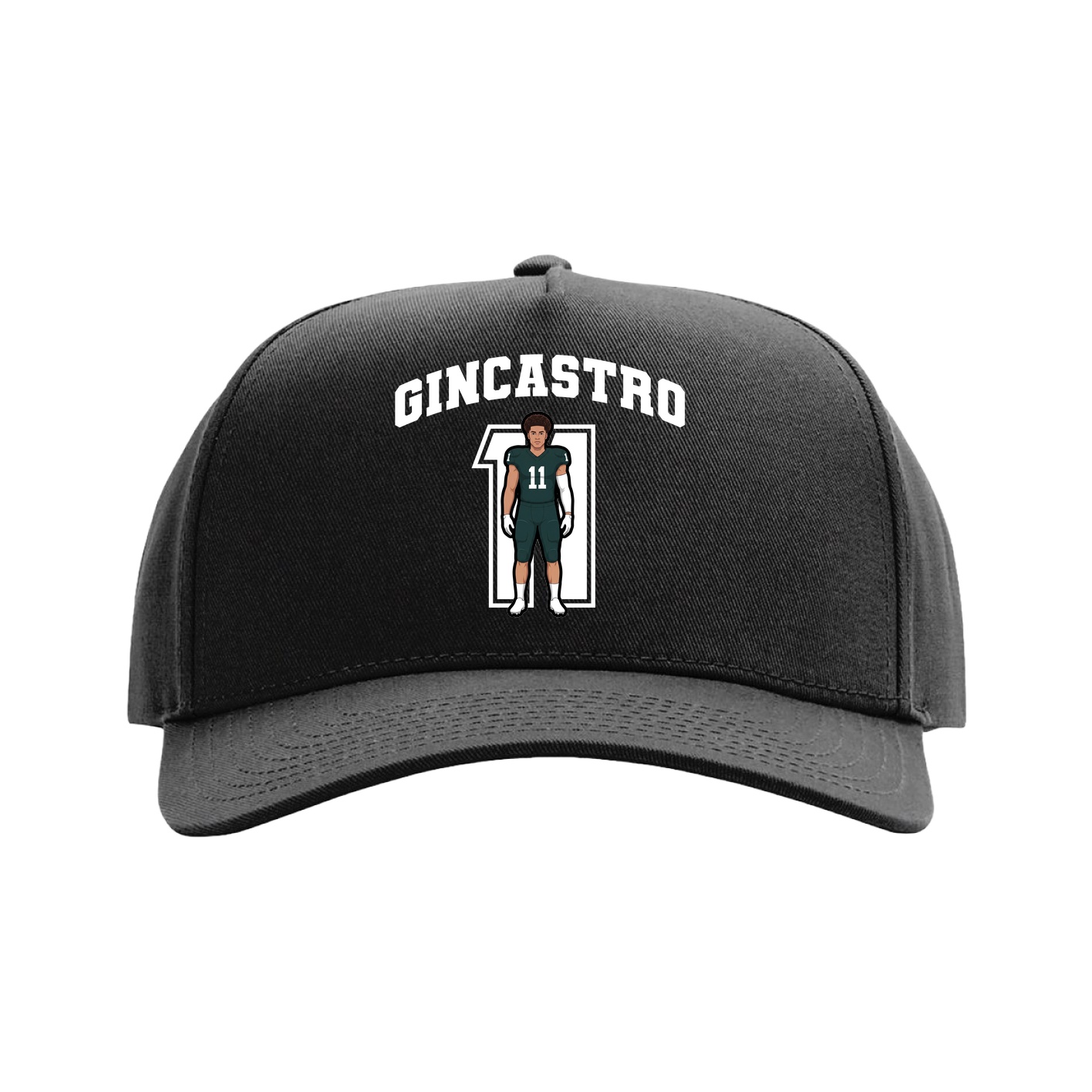 Full Fabric Five-Panel Champ Cap — Number in Black