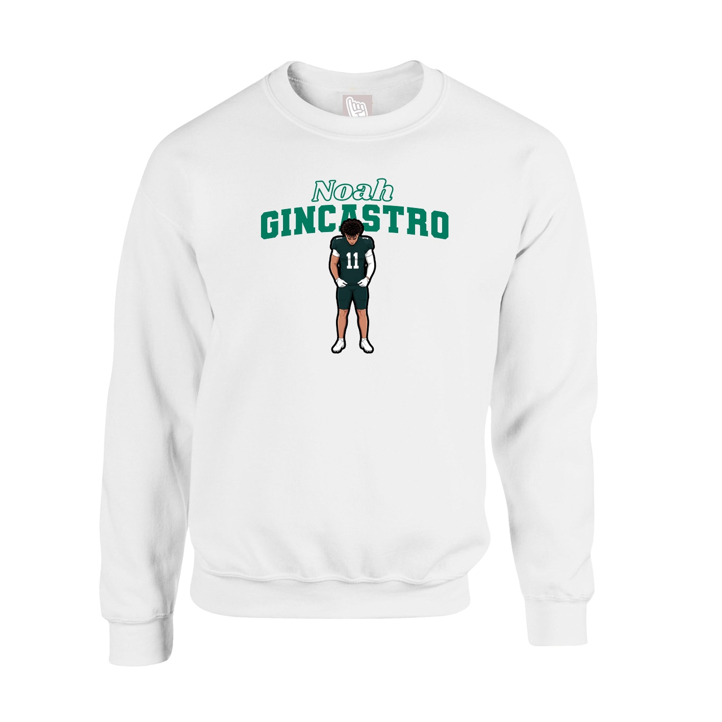 Fleece Crew — Name Arch in White