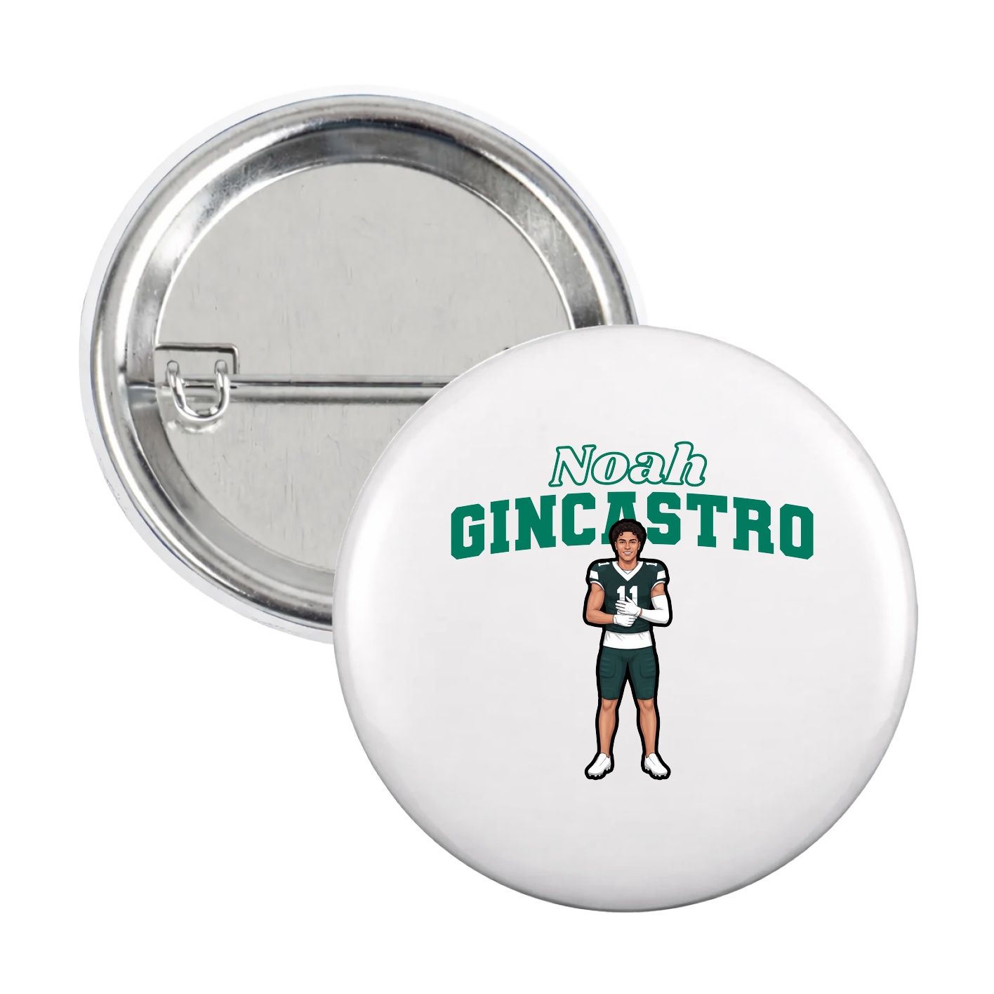 Game Day Button — Name Arch in White