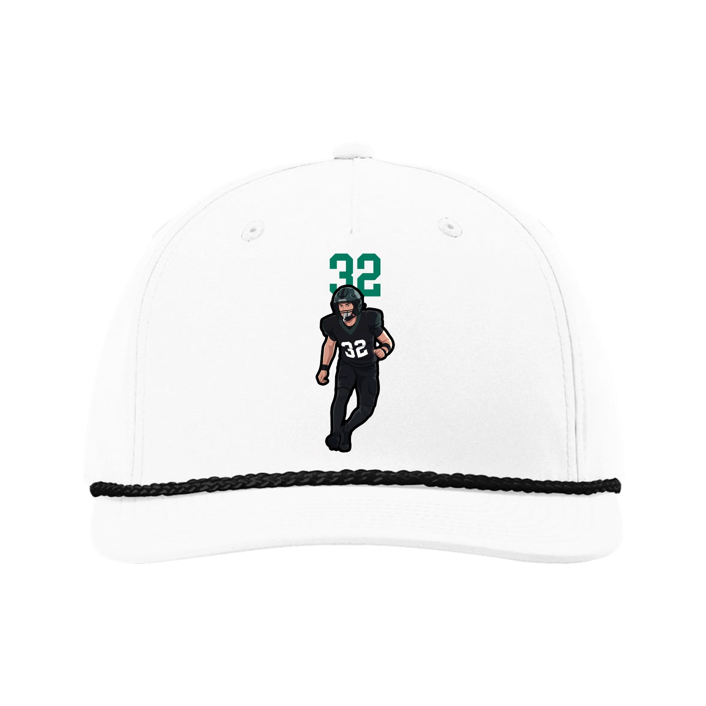 Five-Panel Classic Rope Cap — Number Top in White