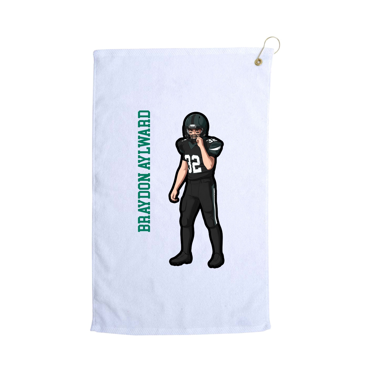 Golf Towel — Name Vertical in White