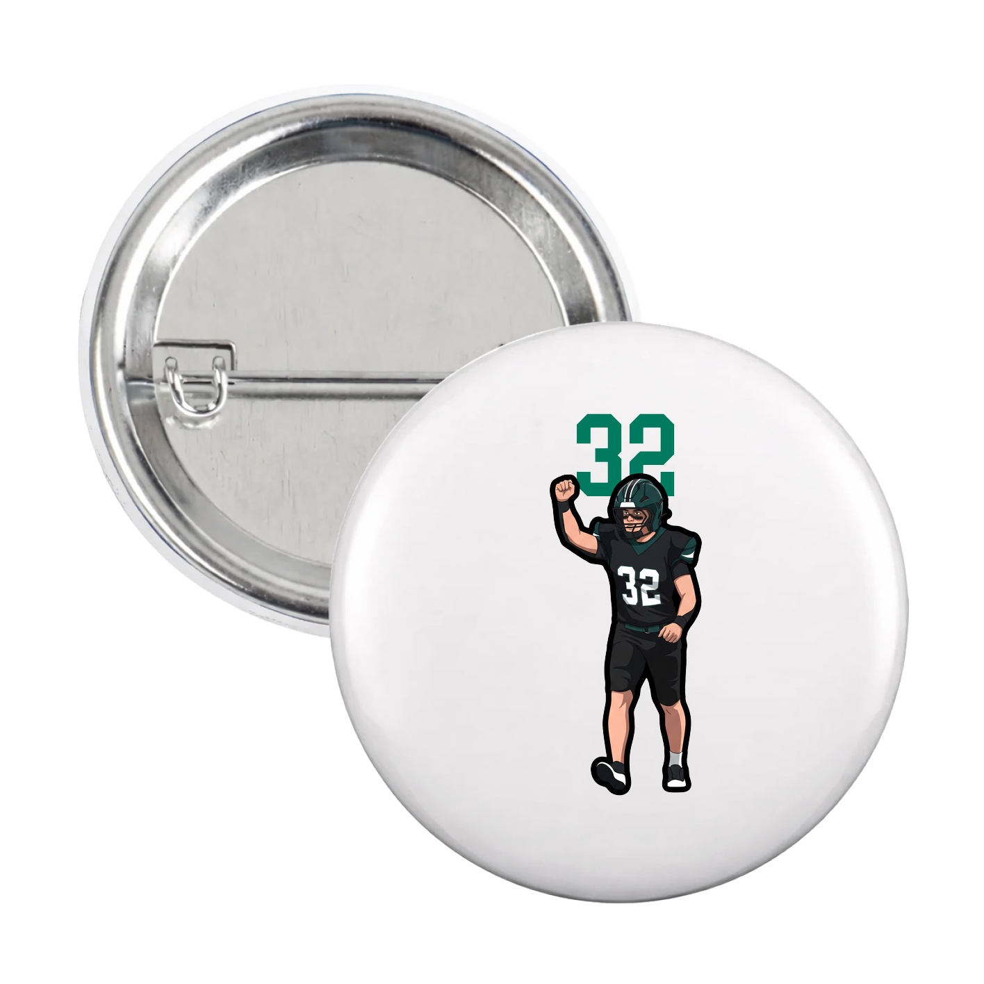 Game Day Button — Number Top in White