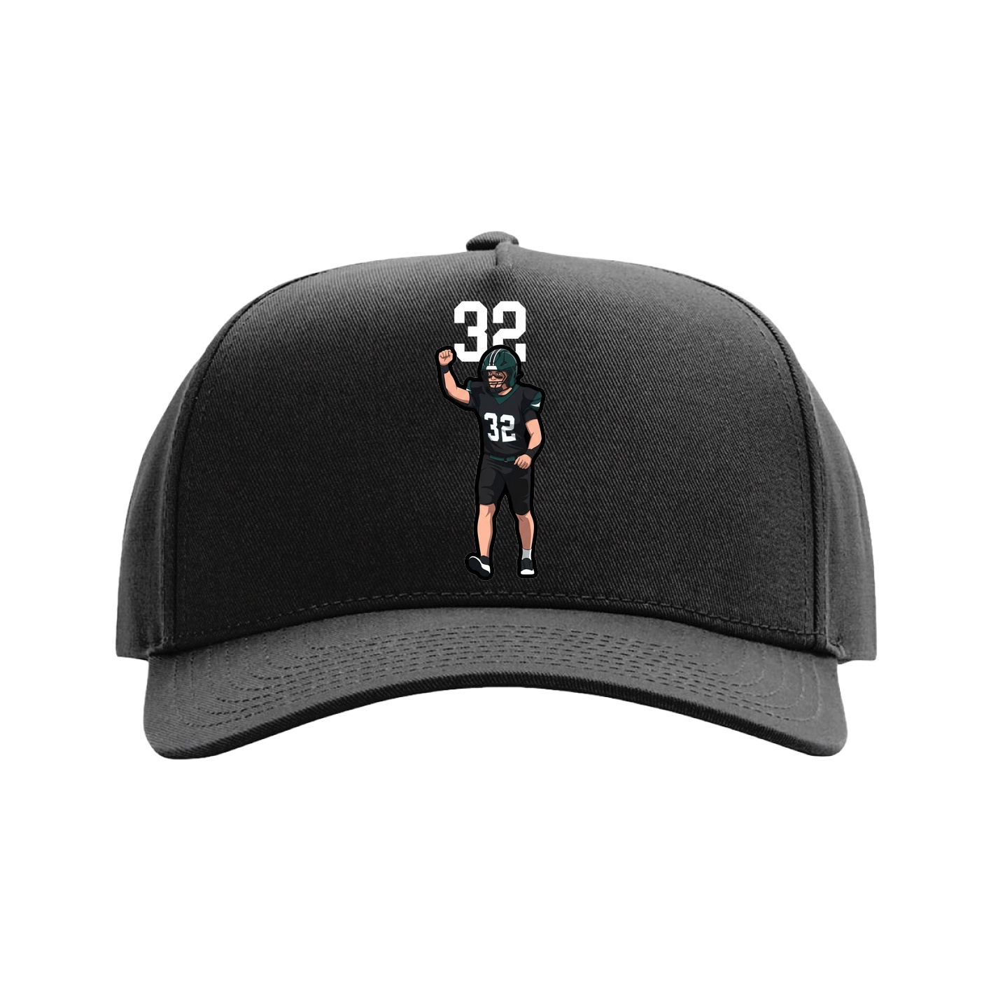 Full Fabric Five-Panel Champ Cap — Number Top in Black