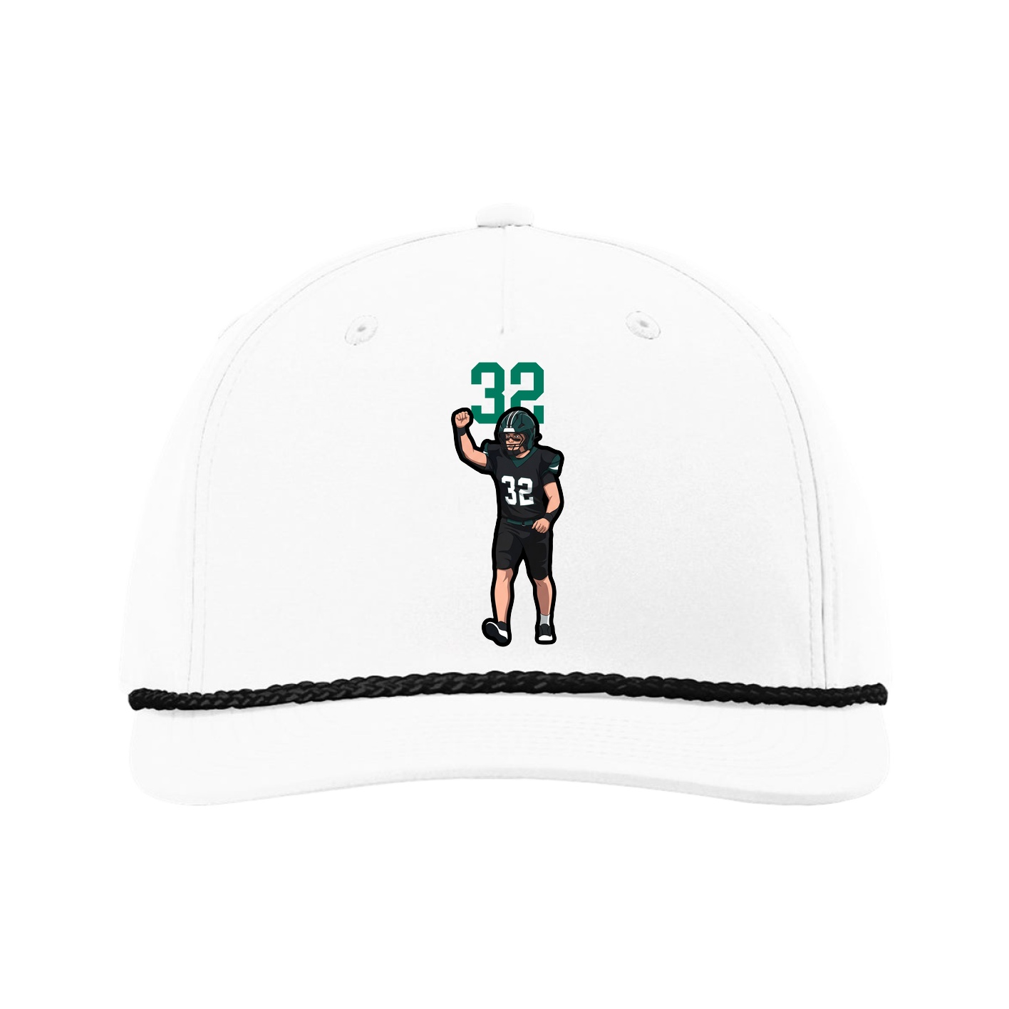 Five-Panel Classic Rope Cap — Number Top in White