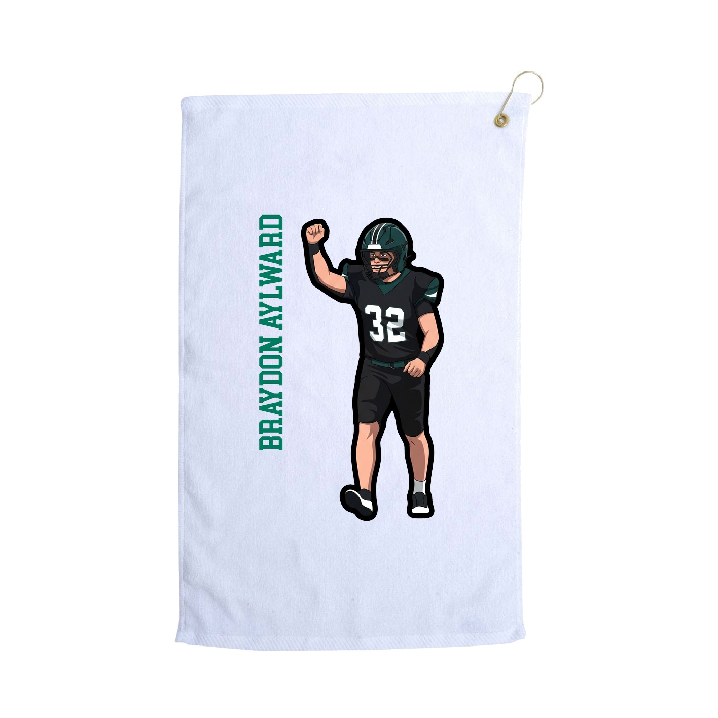 Golf Towel — Name Vertical in White