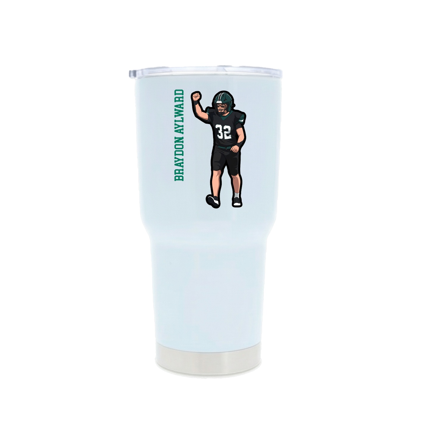 30oz Stainless Steel Tumbler — Name Vertical in White