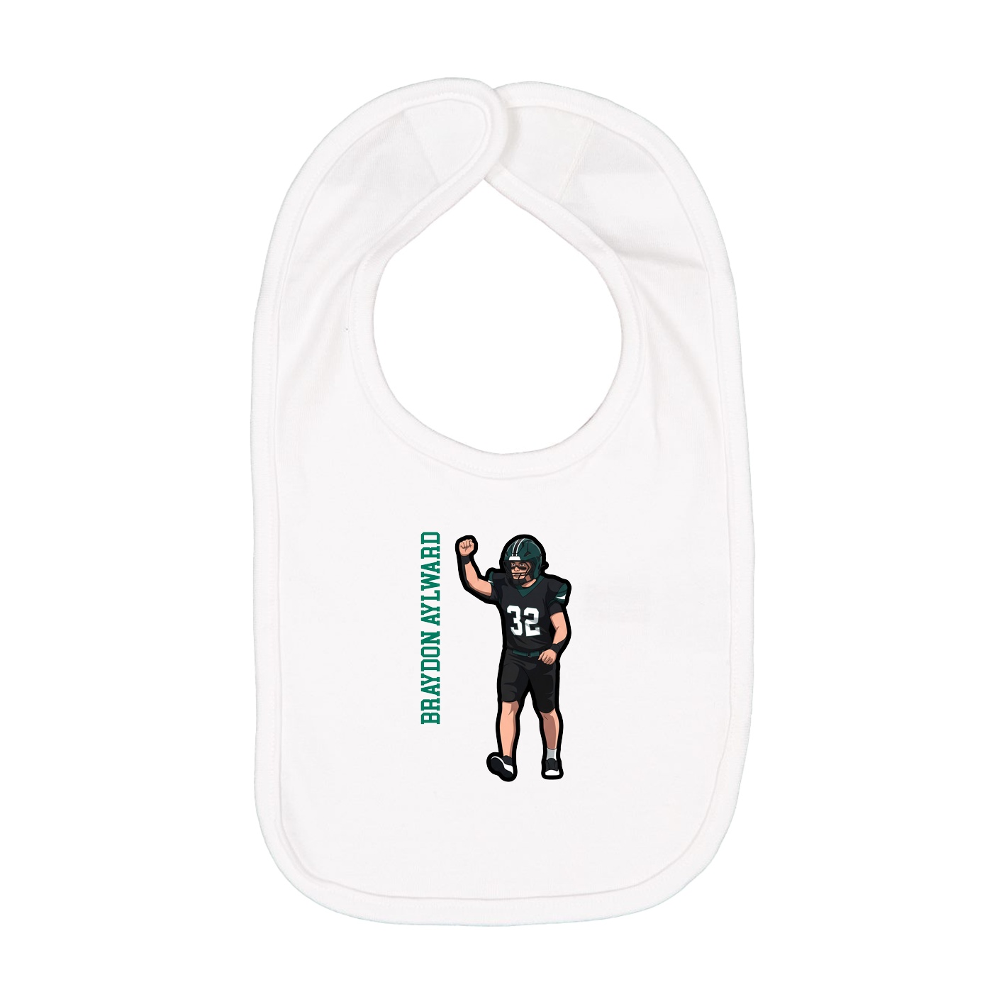 Infant Bib — Name Vertical in White