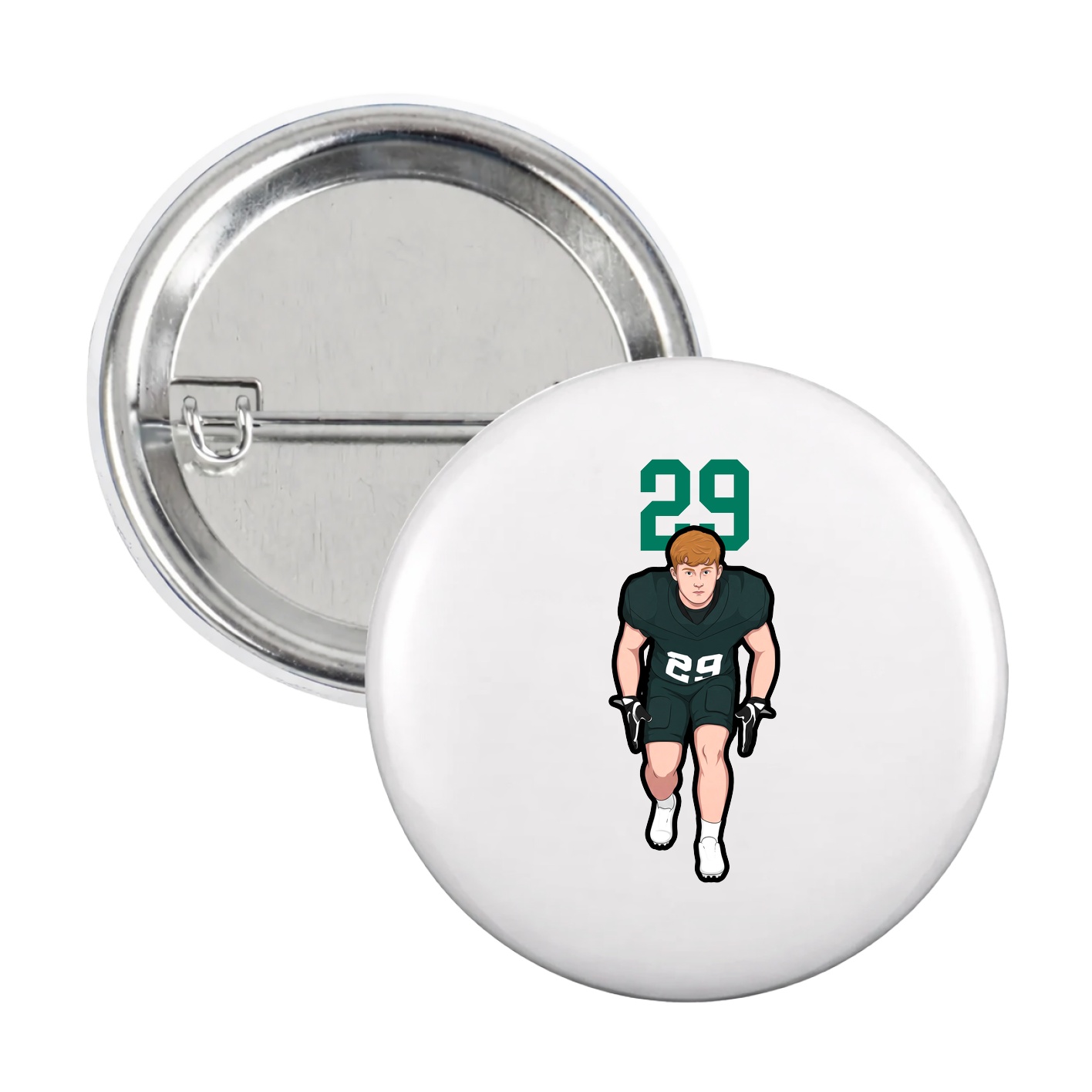 Game Day Button — Number Top in White