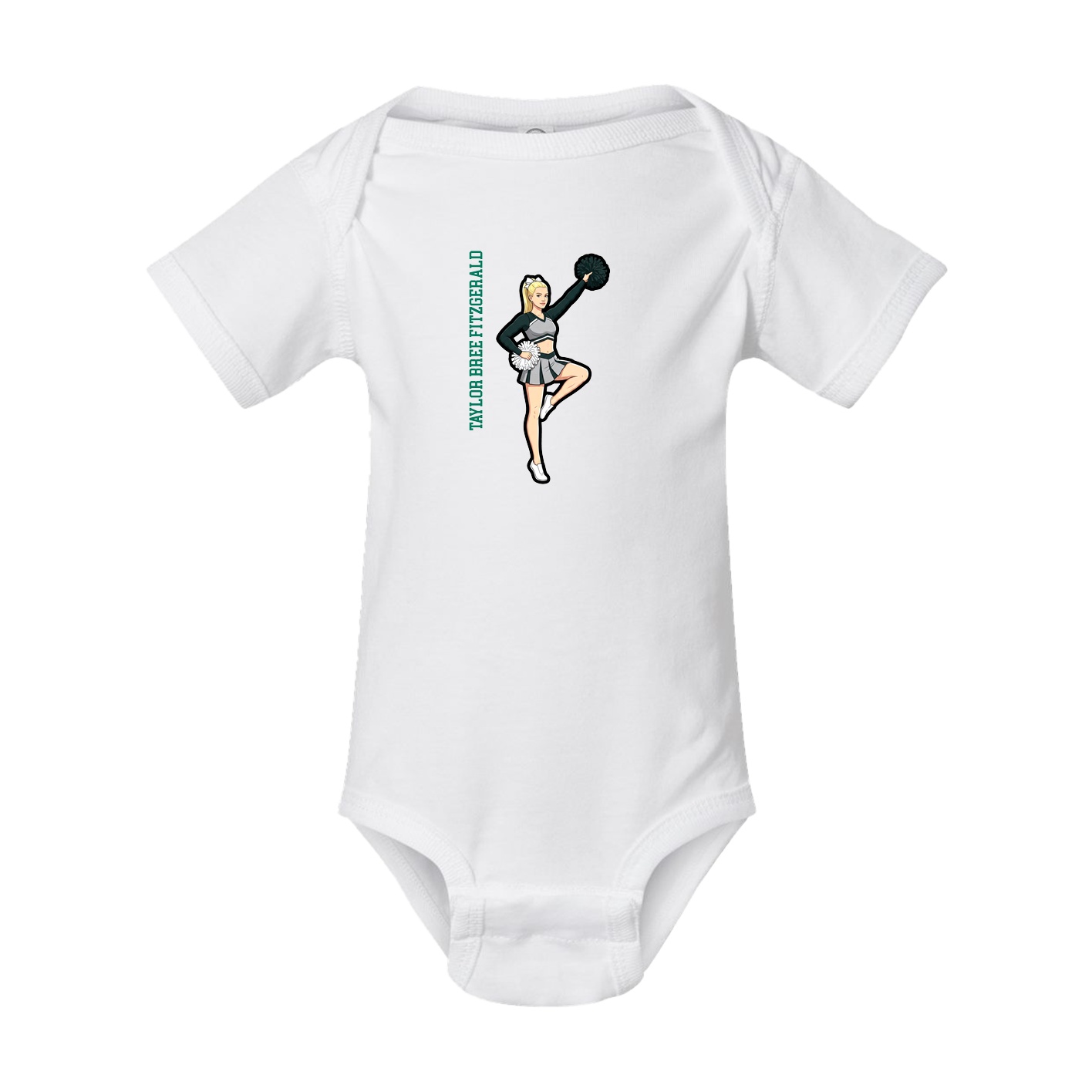 Baby Onesie — Name Vertical in White