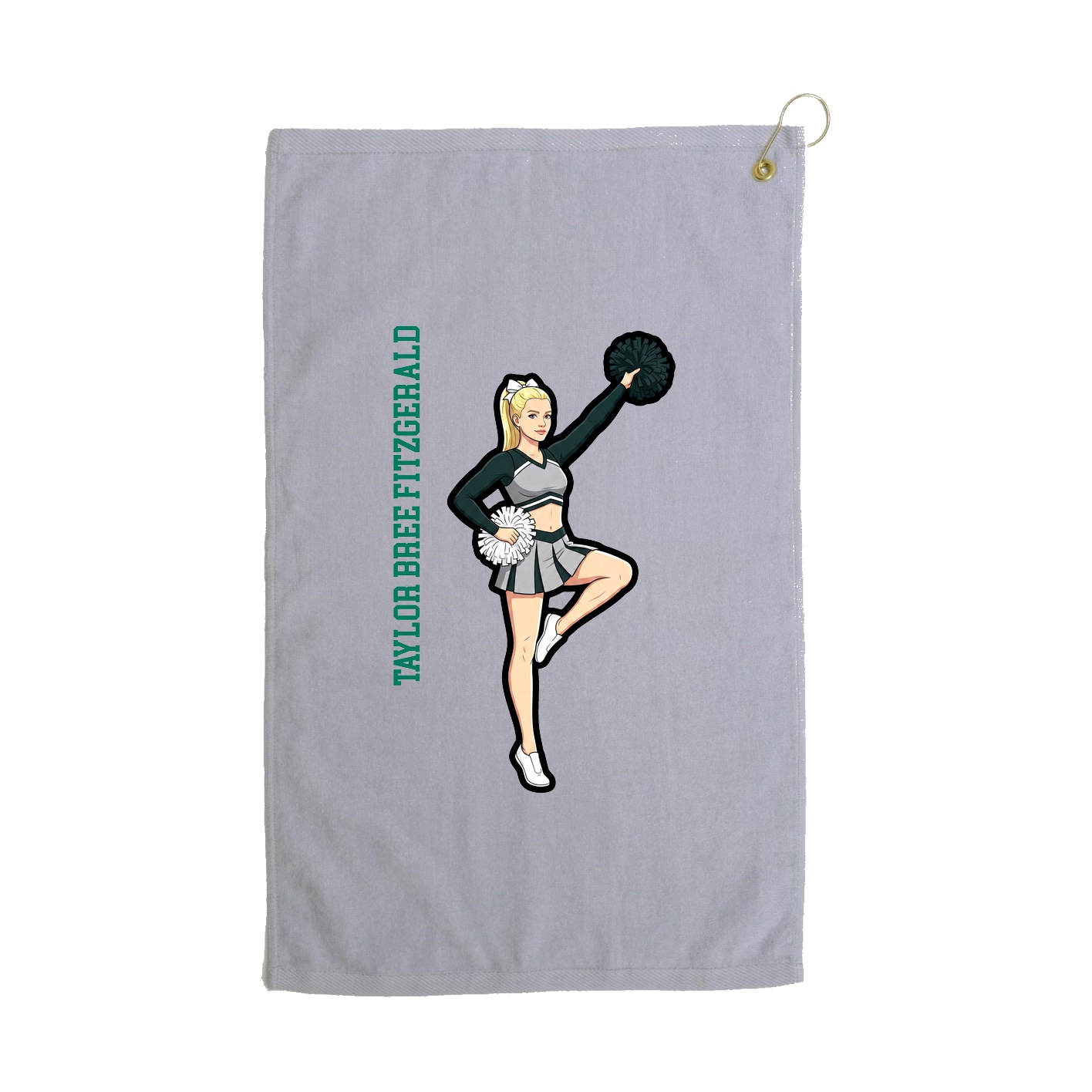 Golf Towel — Name Vertical in Grey