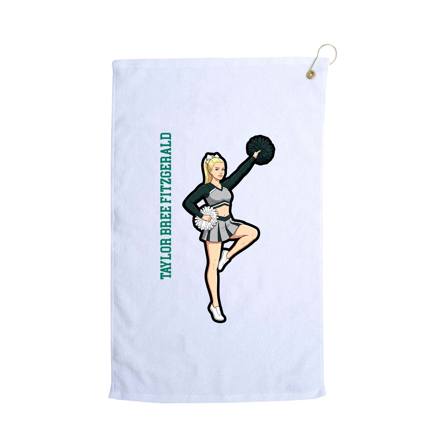 Golf Towel — Name Vertical in White
