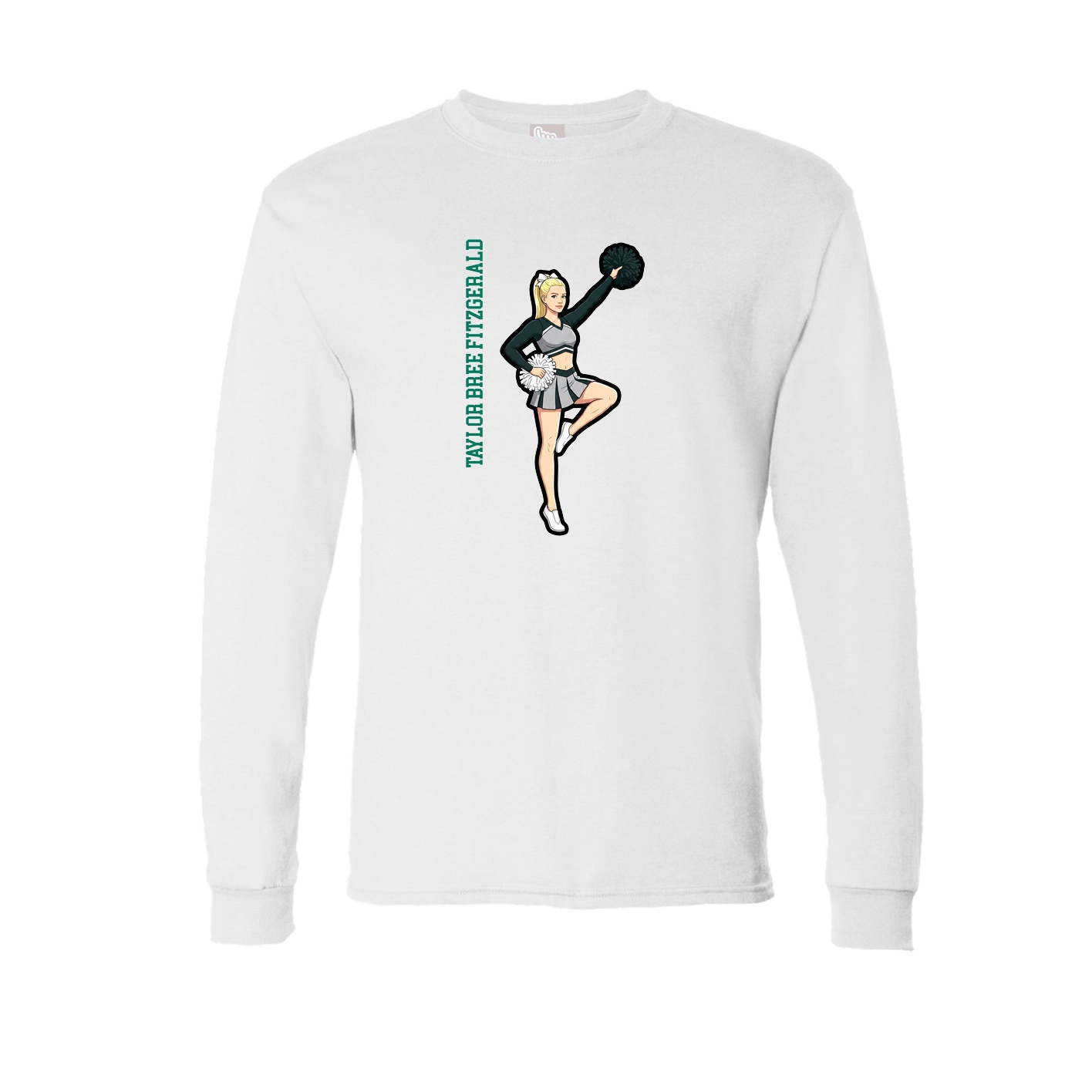 Long Sleeve Tee — Name Vertical in White