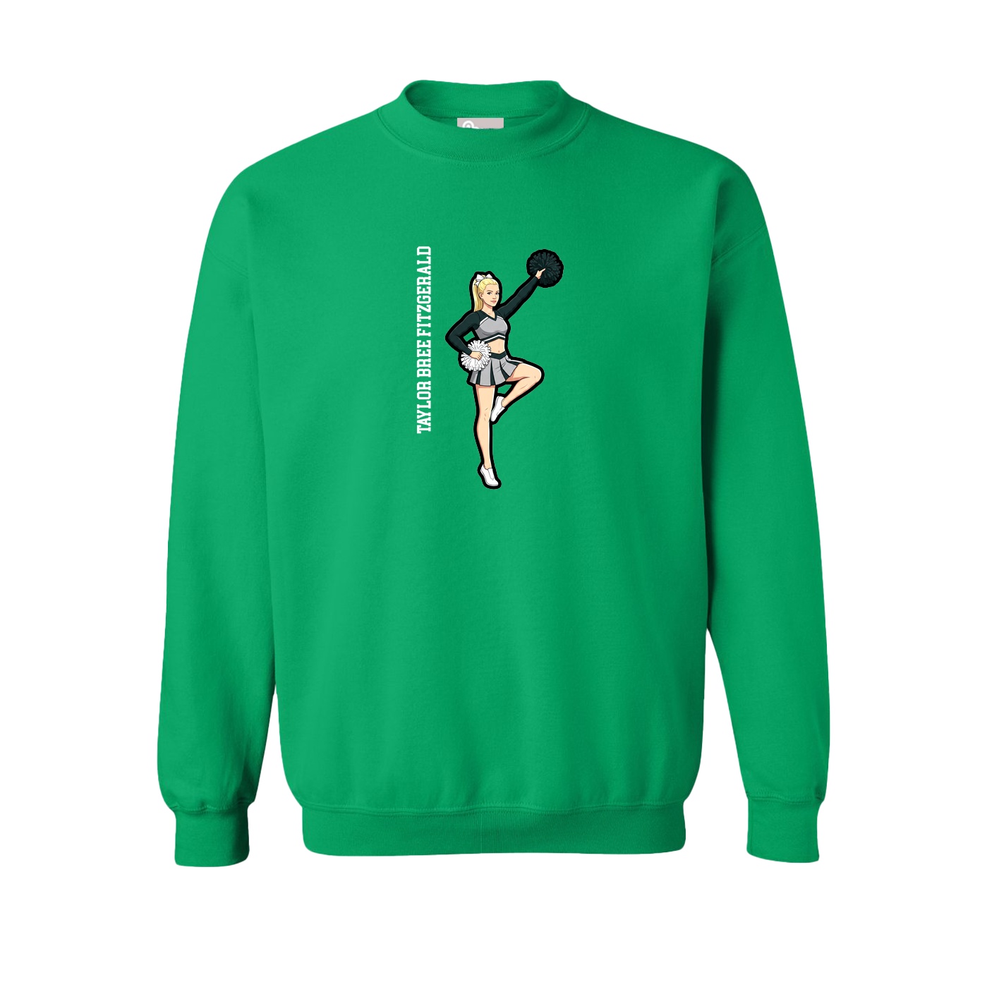 Fleece Crew — Name Vertical in Green